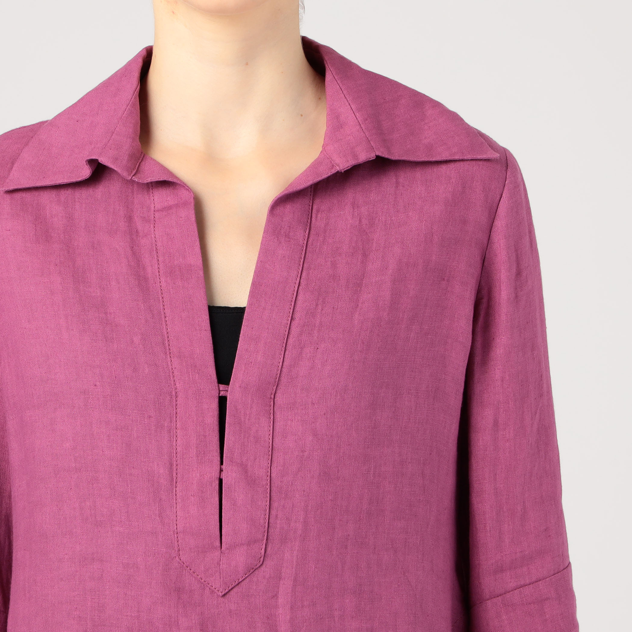 Three Graces EDIE TOP スキッパーカラー リネンシャツ