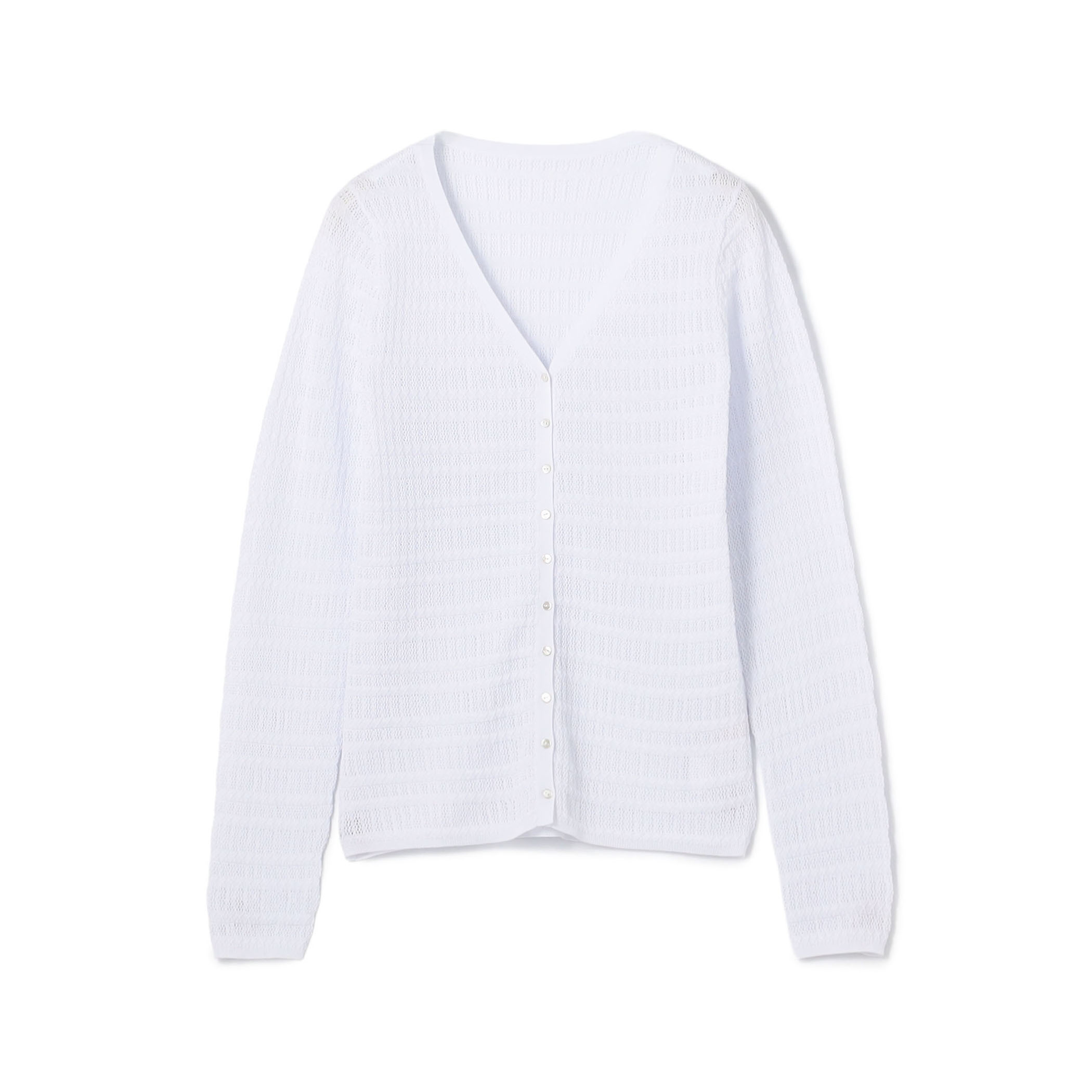 コットンポリエステルアセテートリブ Vネックカーディガン