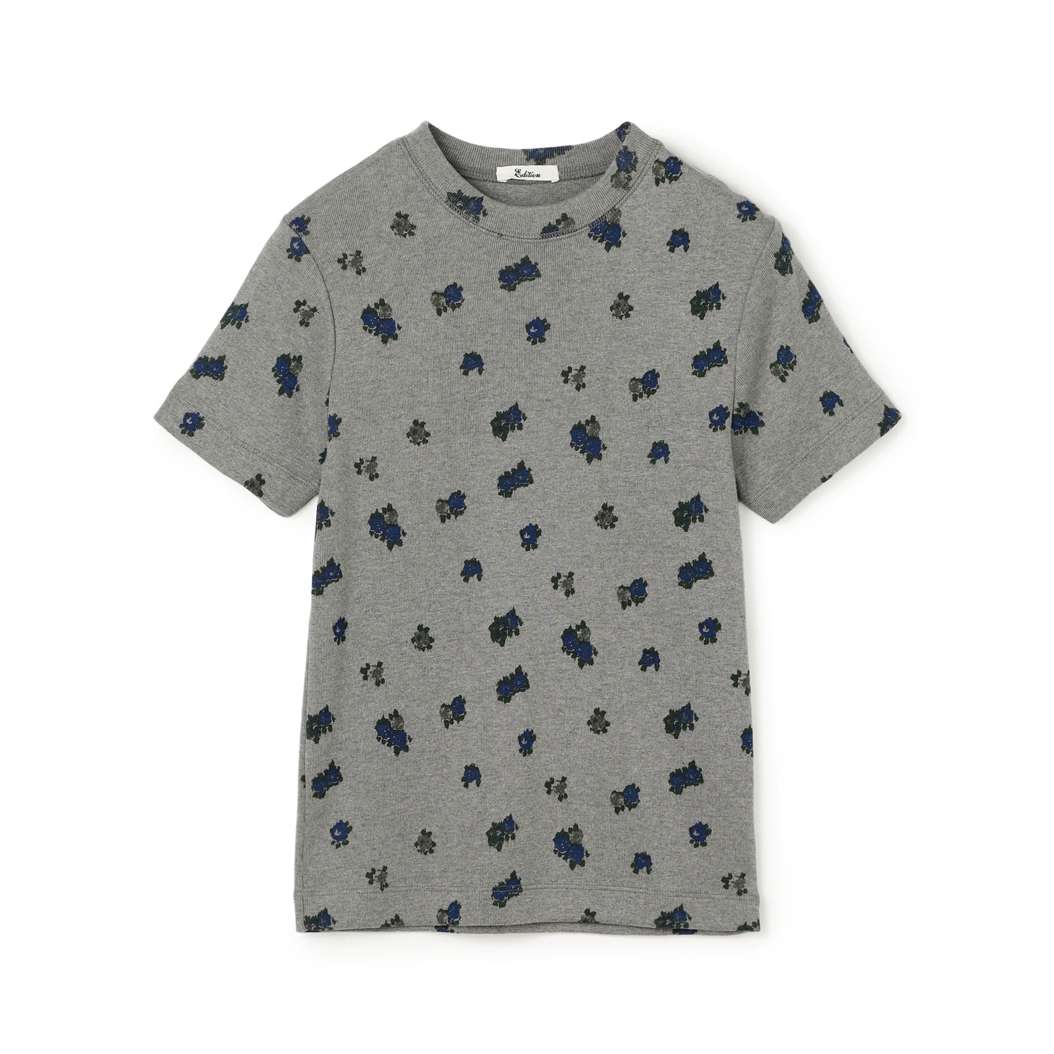 コットンモダールフライス フラワープリント Tシャツ