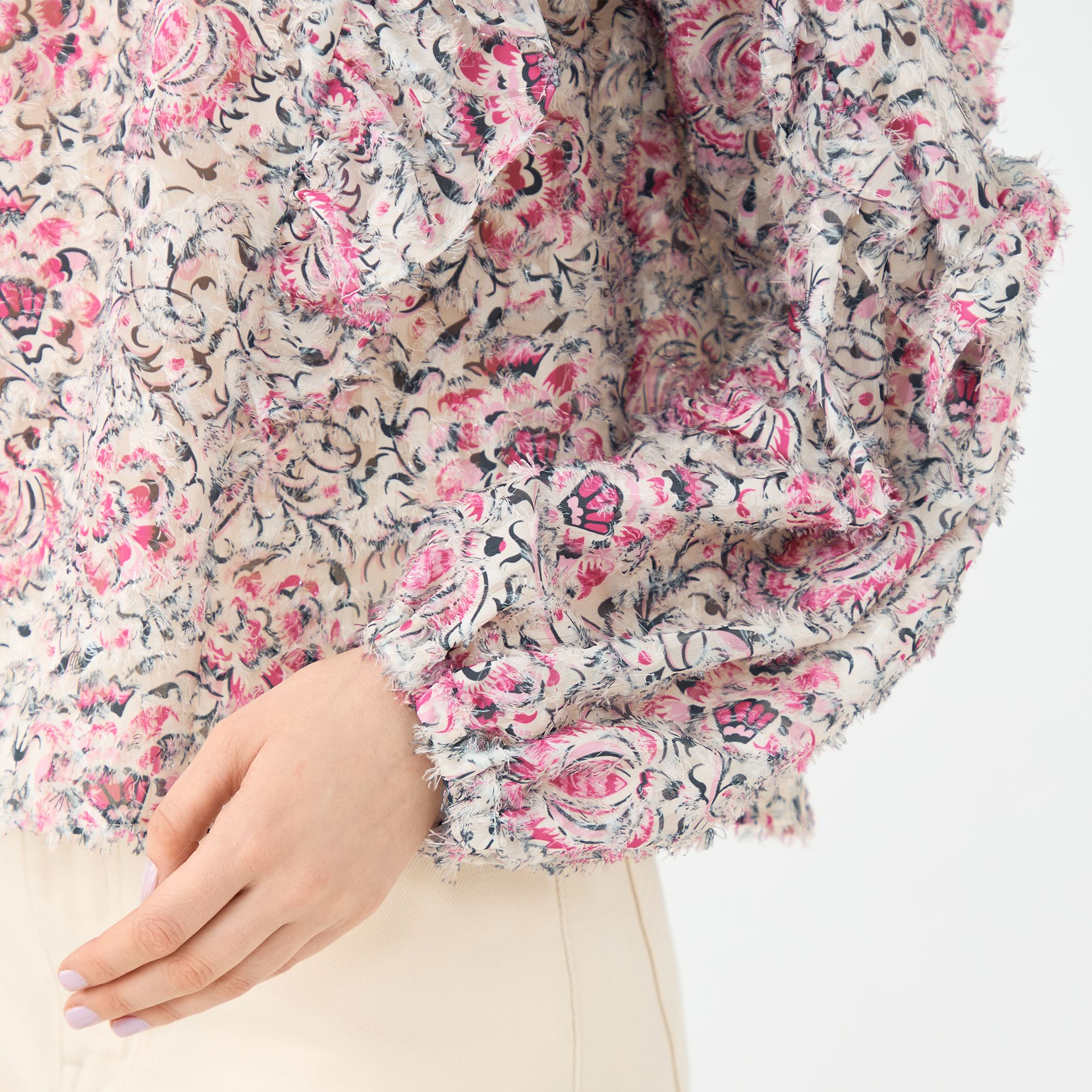 ラメカットジャカード フリルブラウス｜トゥモローランド 公式通販