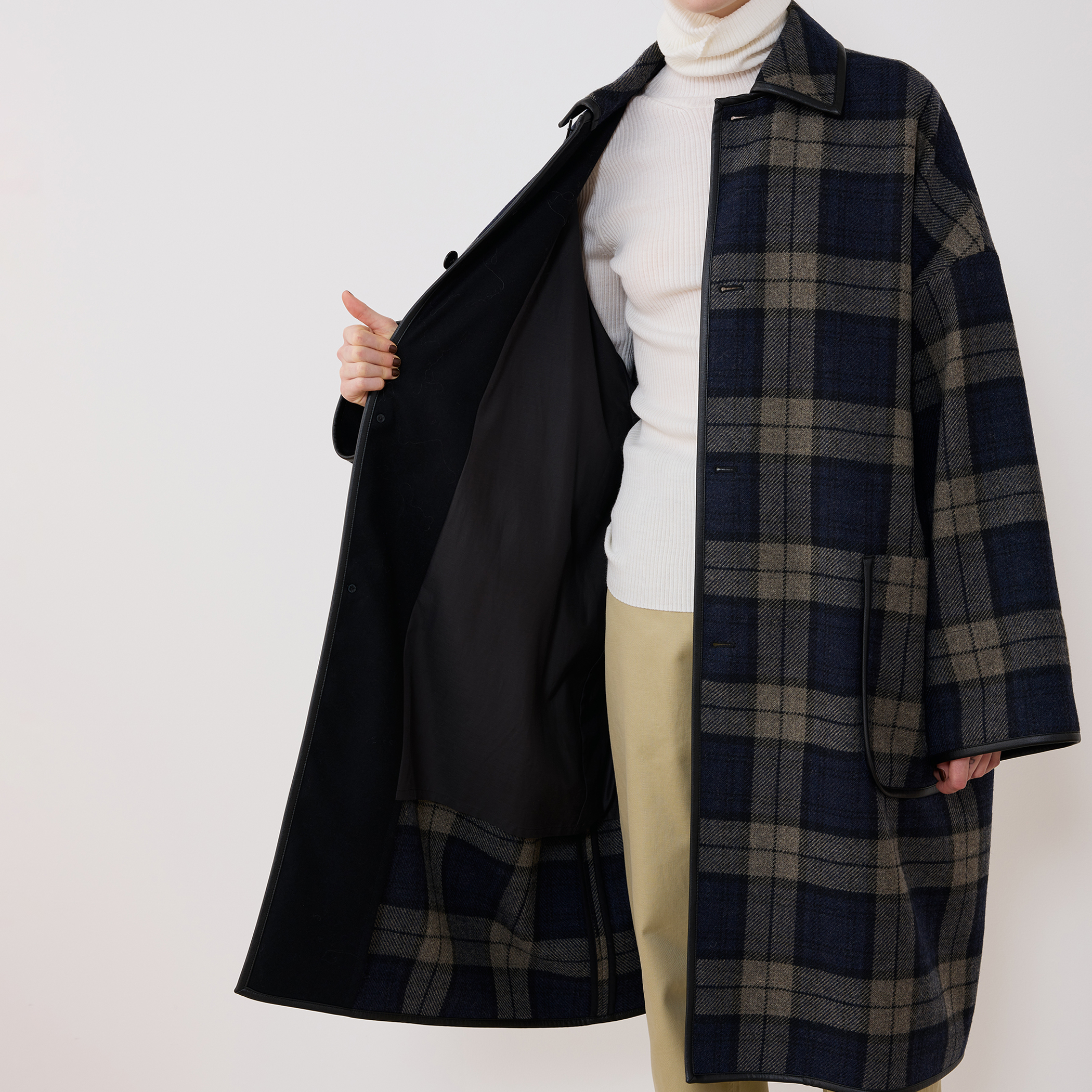タータンウールツイード バルカラーコート｜トゥモローランド 公式通販