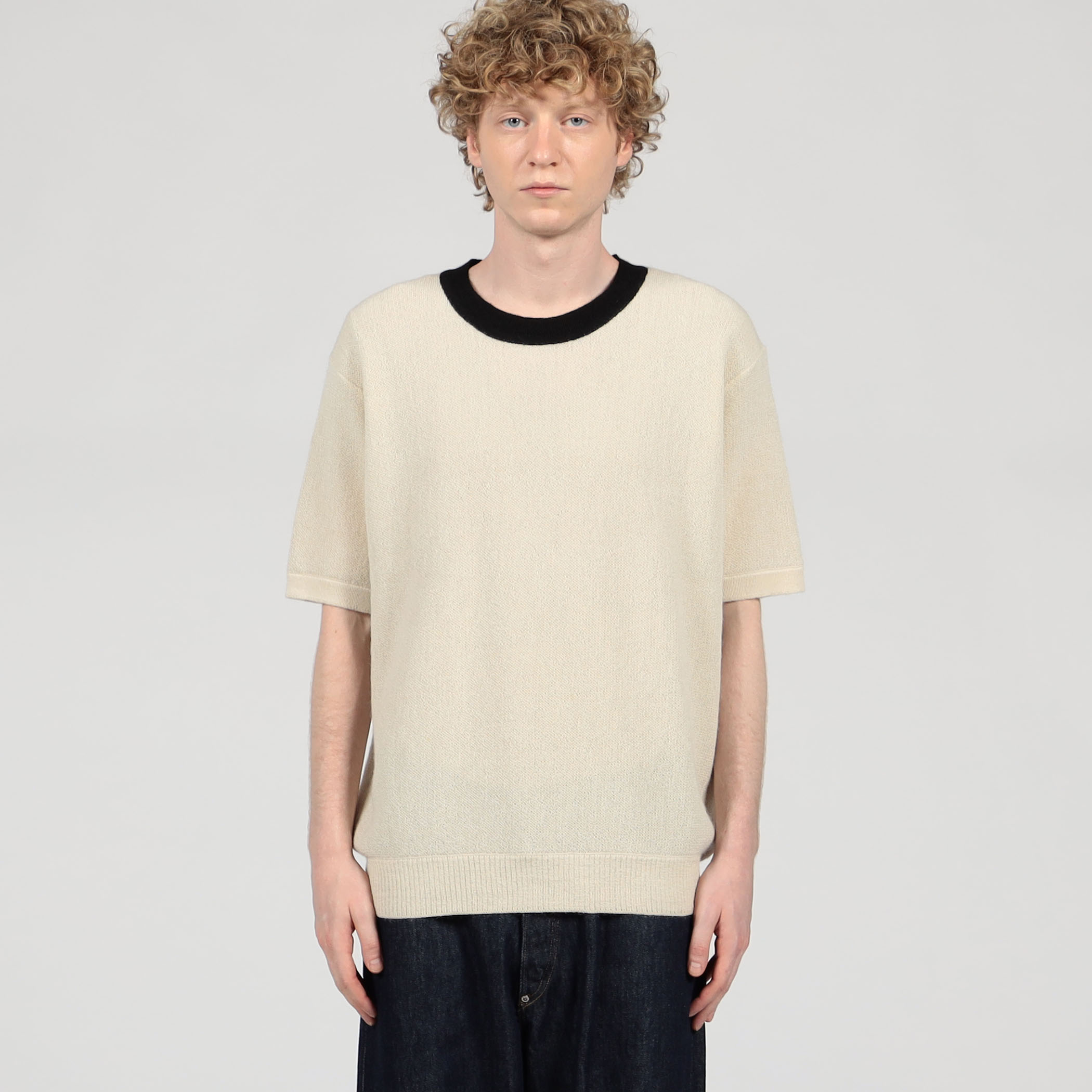 別注】Raffa Molina パイピング クルーネック ハーフスリーブニット