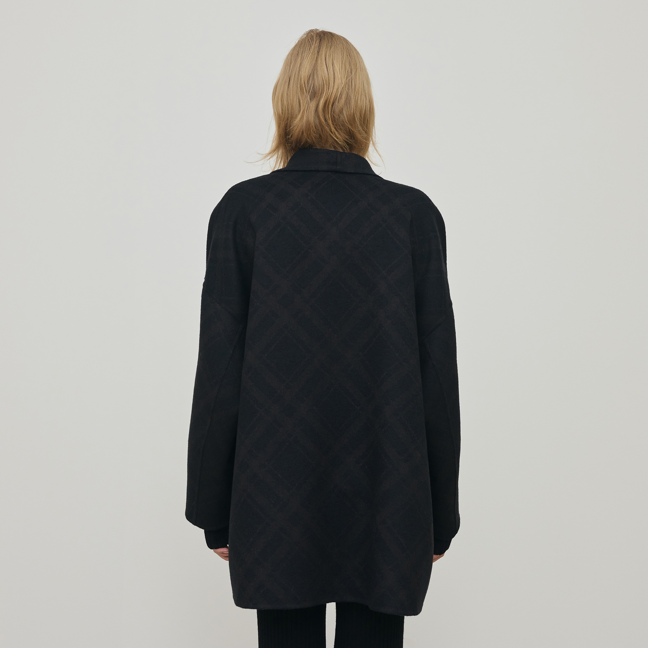 WEB先行予約】ダブルフェイスチェックジャガード ウィングカラー