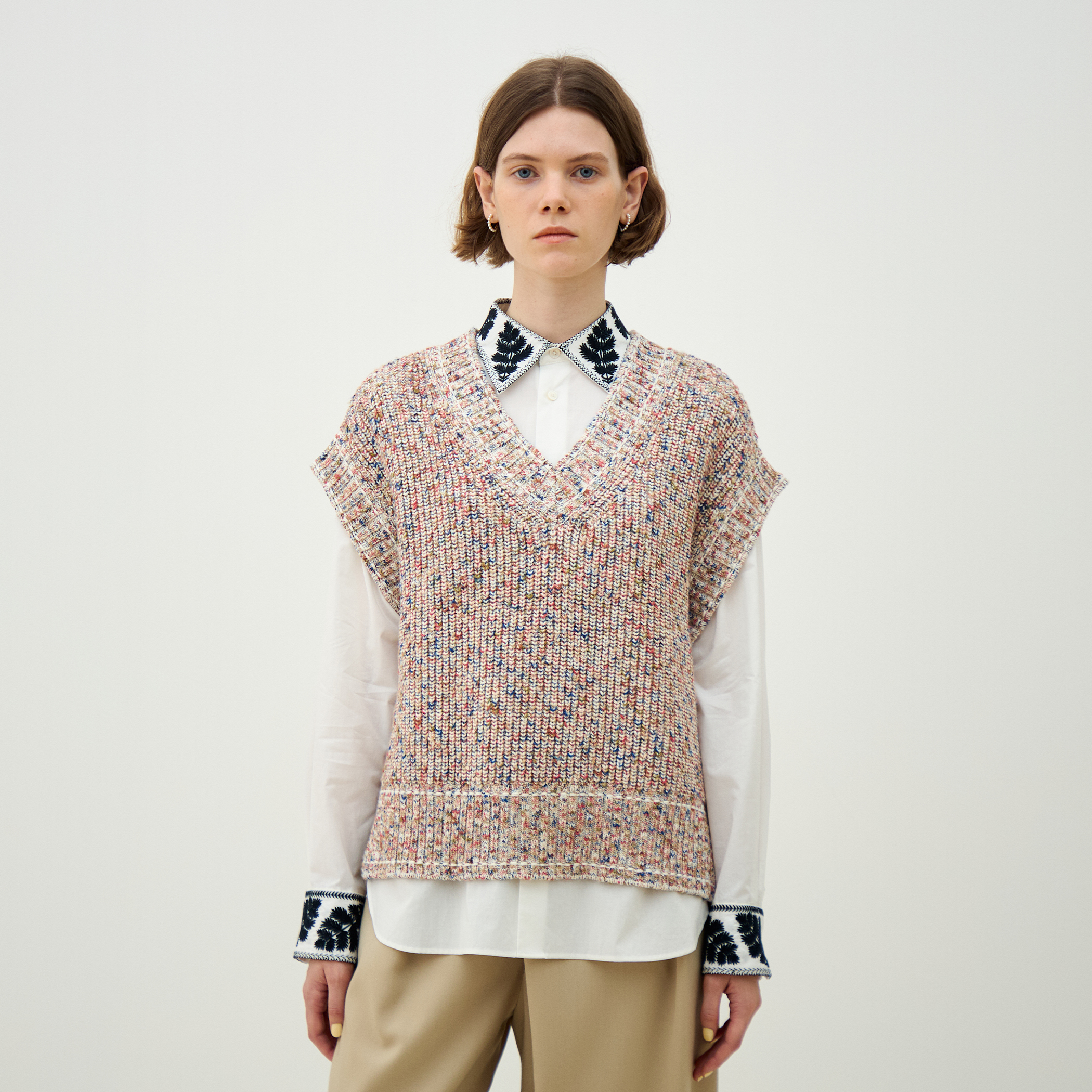 トップス DRIES VAN NOTEN Beaded Embroidered Vest ハイブリットコットンツイーディー Vネックベスト｜トゥモローランド