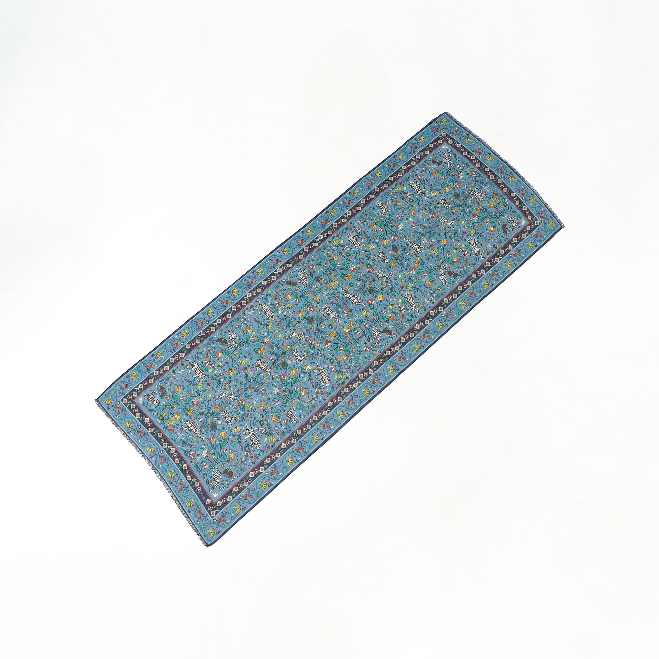 Drake's TIGER GARDEN PRINTED SCARF ウールシルクプリントスカーフ
