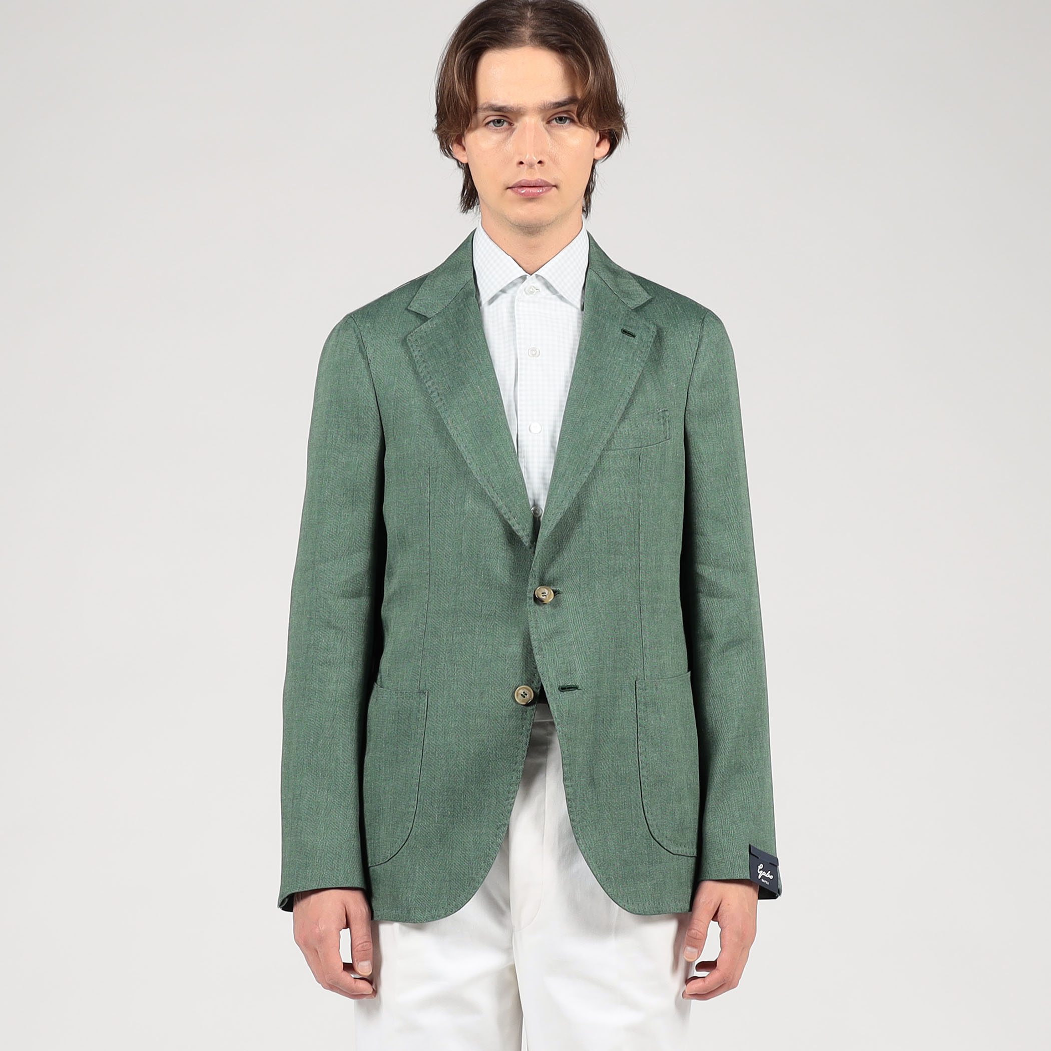 GABO リネンウール シングルブレステッド2Bジャケット