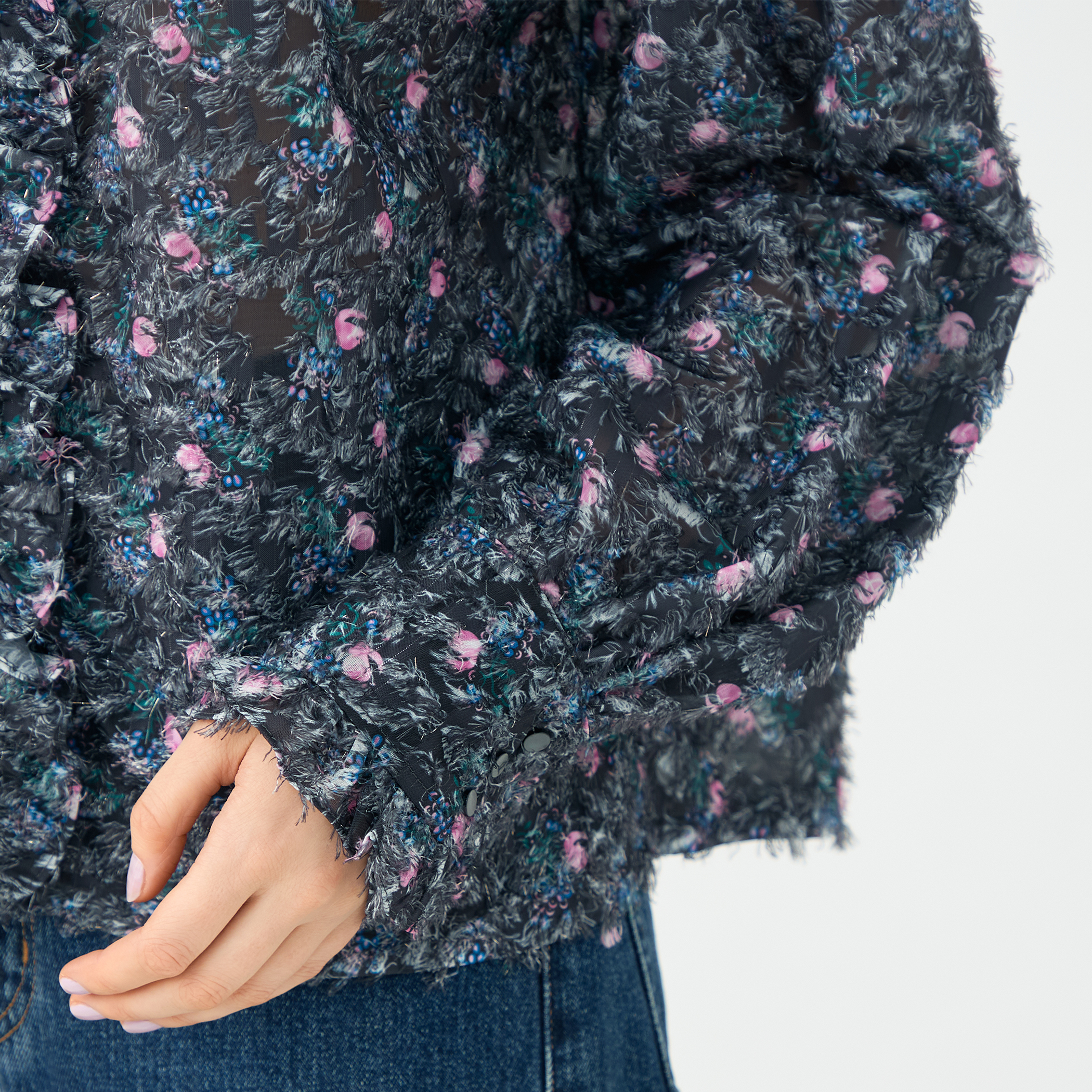 ラメカットジャカード カラーフリルブラウス｜トゥモローランド 公式通販