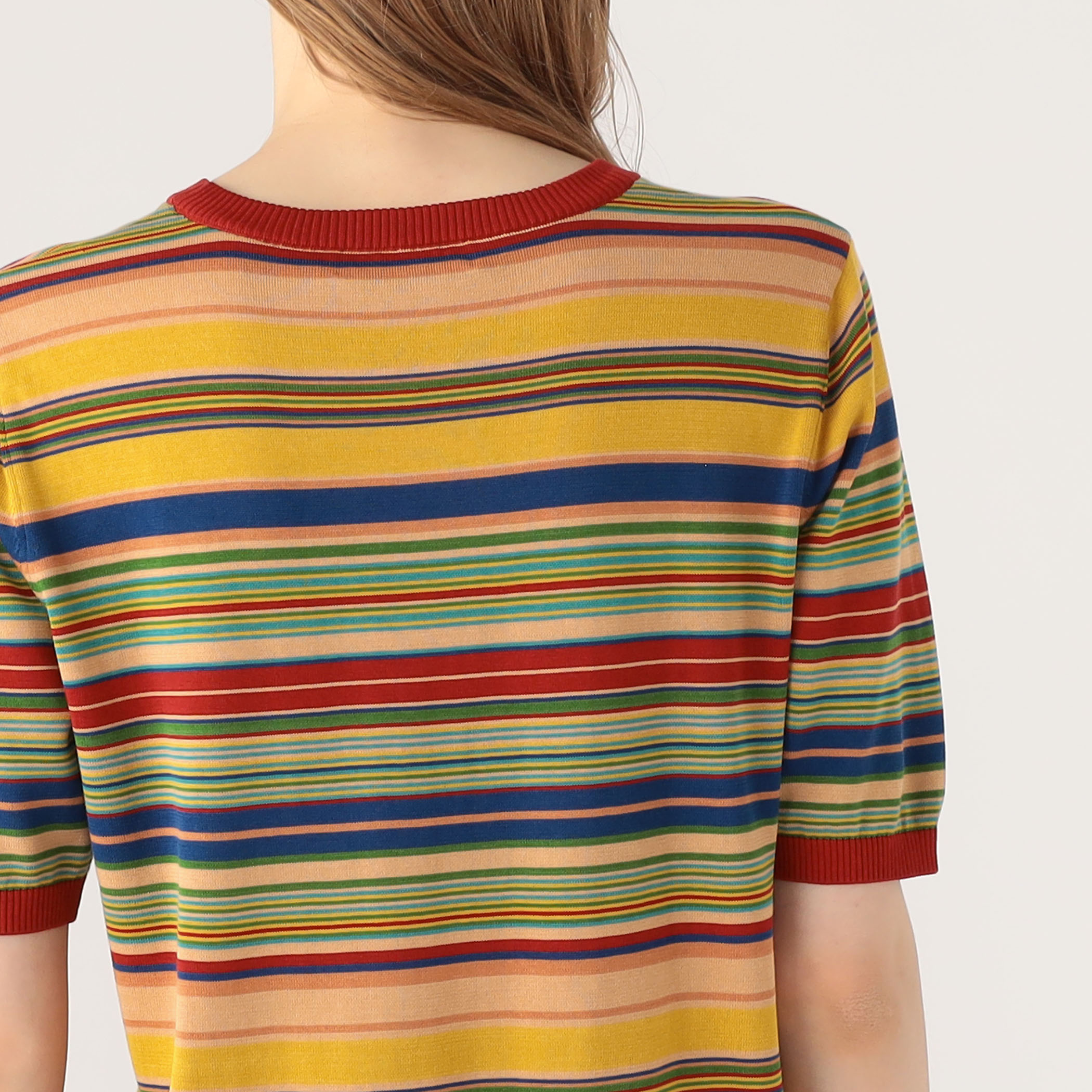 CABaN キャバン 美品 Mサイズ 半袖 マルチボーダー ニット Tシャツ CABaN コットン マルチボーダー ポロプルオーバー