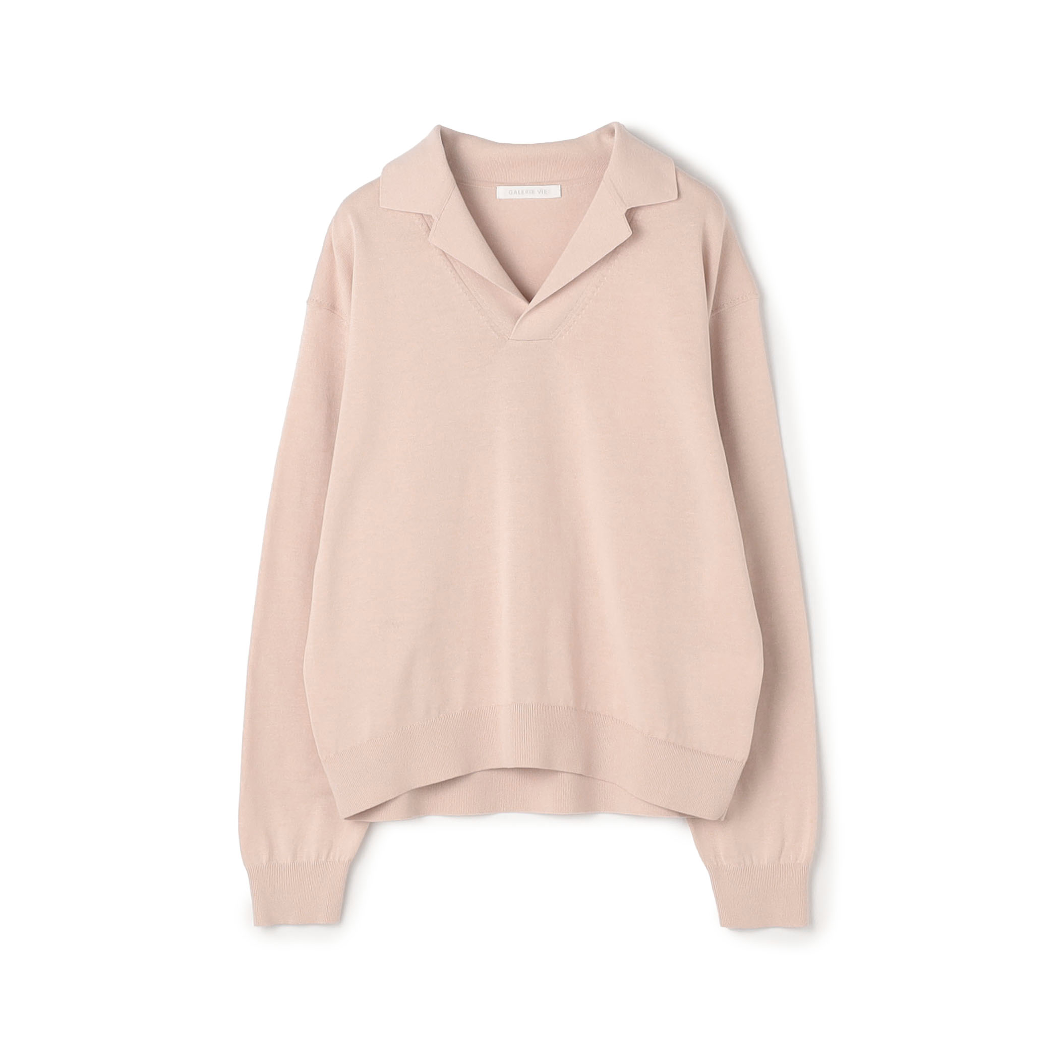 プレーンコットン オープンカラープルオーバー