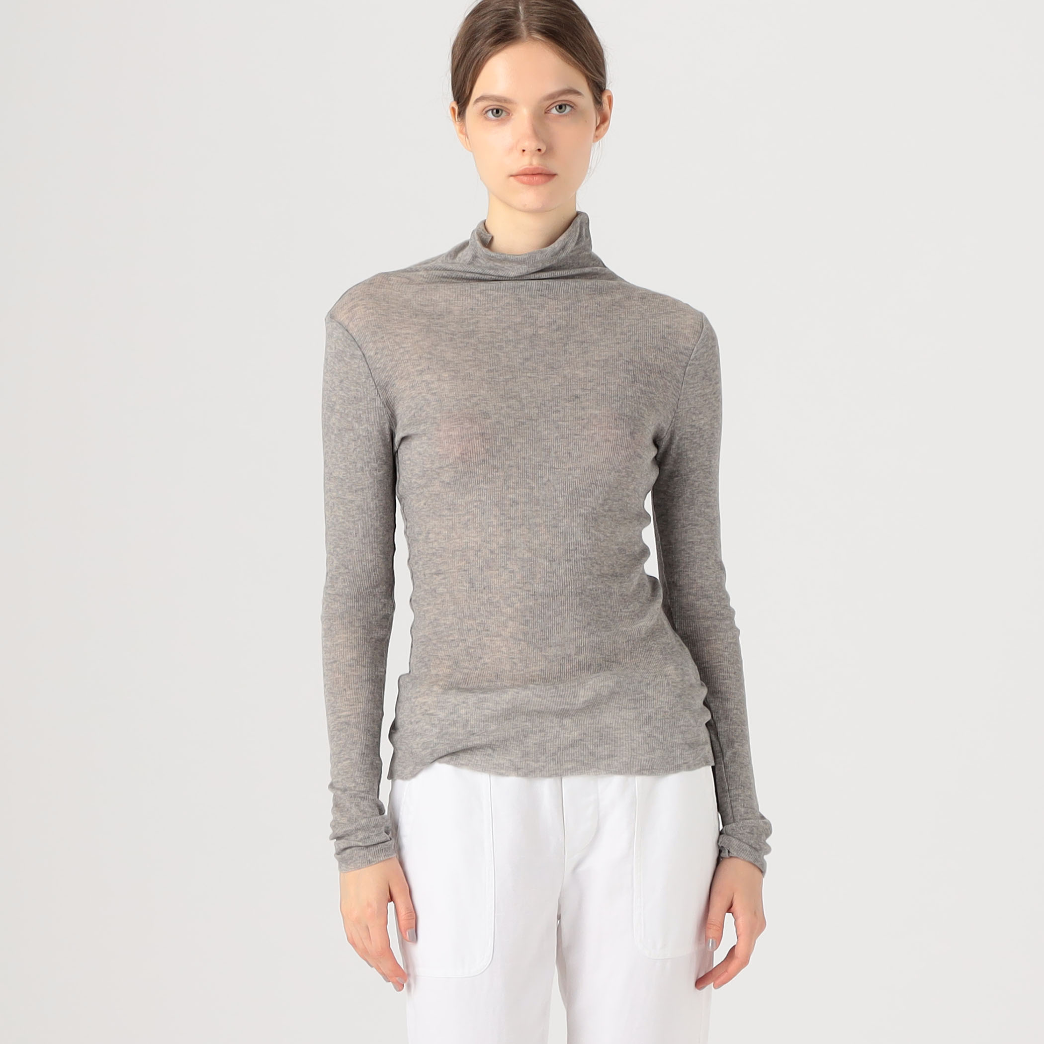 コットンカシミヤブレンドリブ タートルネックプルオーバー WVA3942