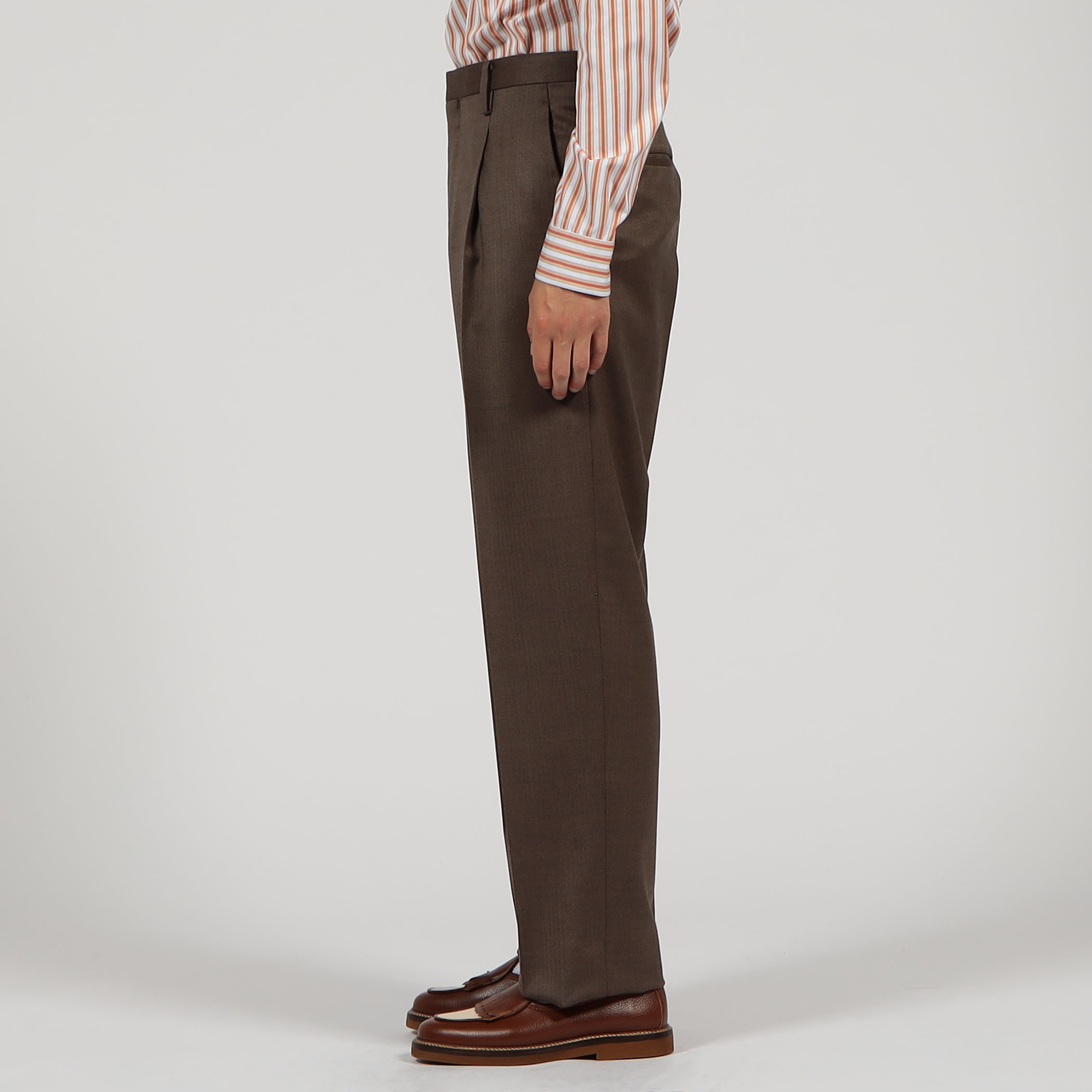 ウール ヘリンボーン 1プリーツスラックス｜トゥモローランド 公式通販