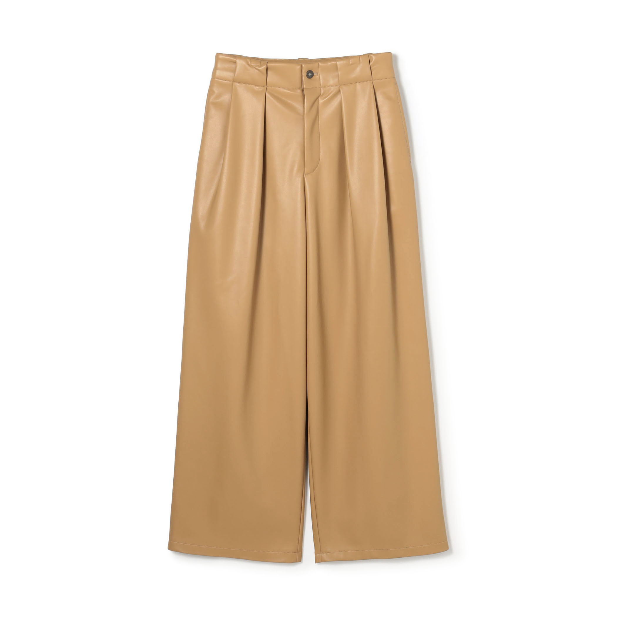 【WEB先行予約】レザーライク タックテーパードパンツ
