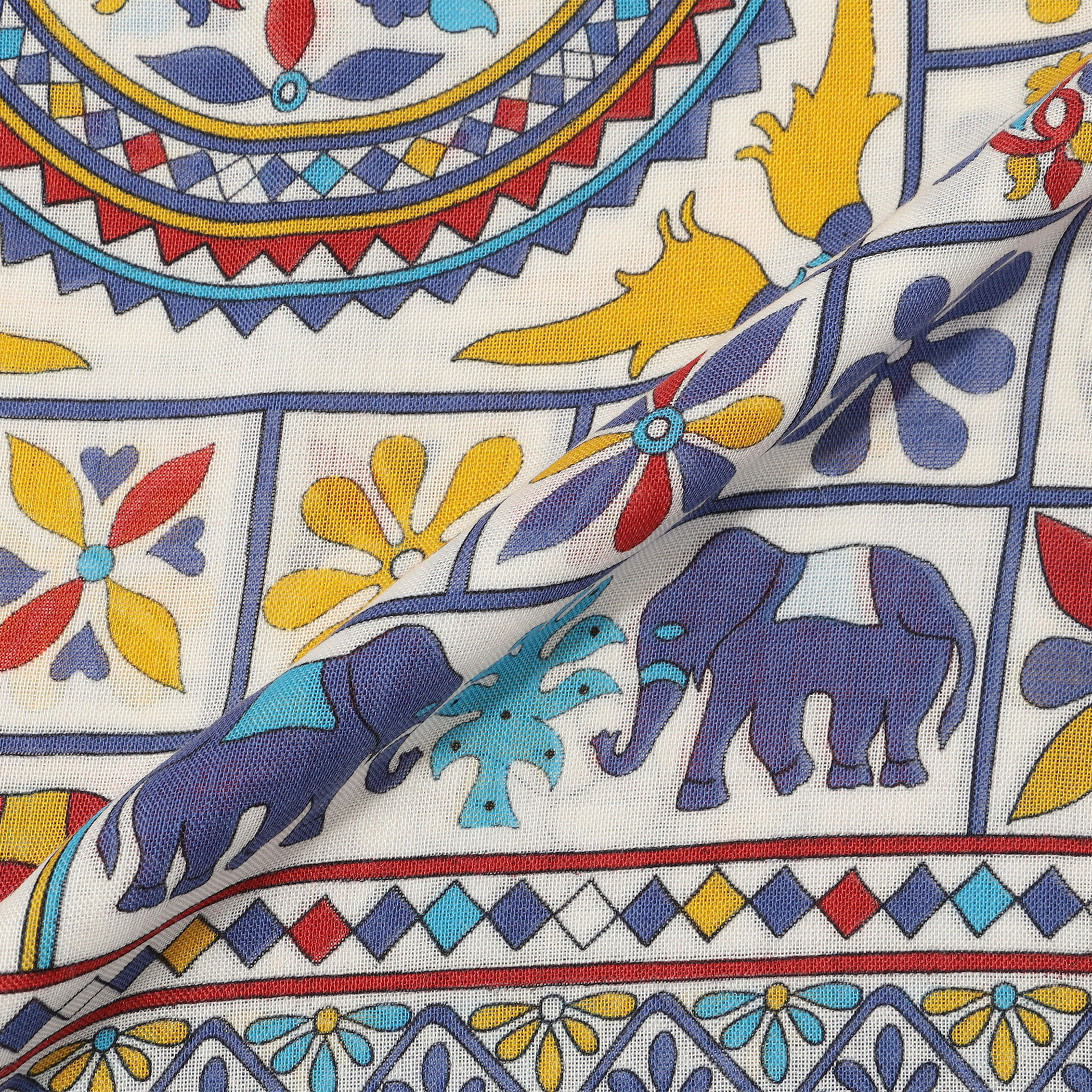 Drake's ELEPHANTS AND FLOWERS PRINT SCARF ウールシルクプリント