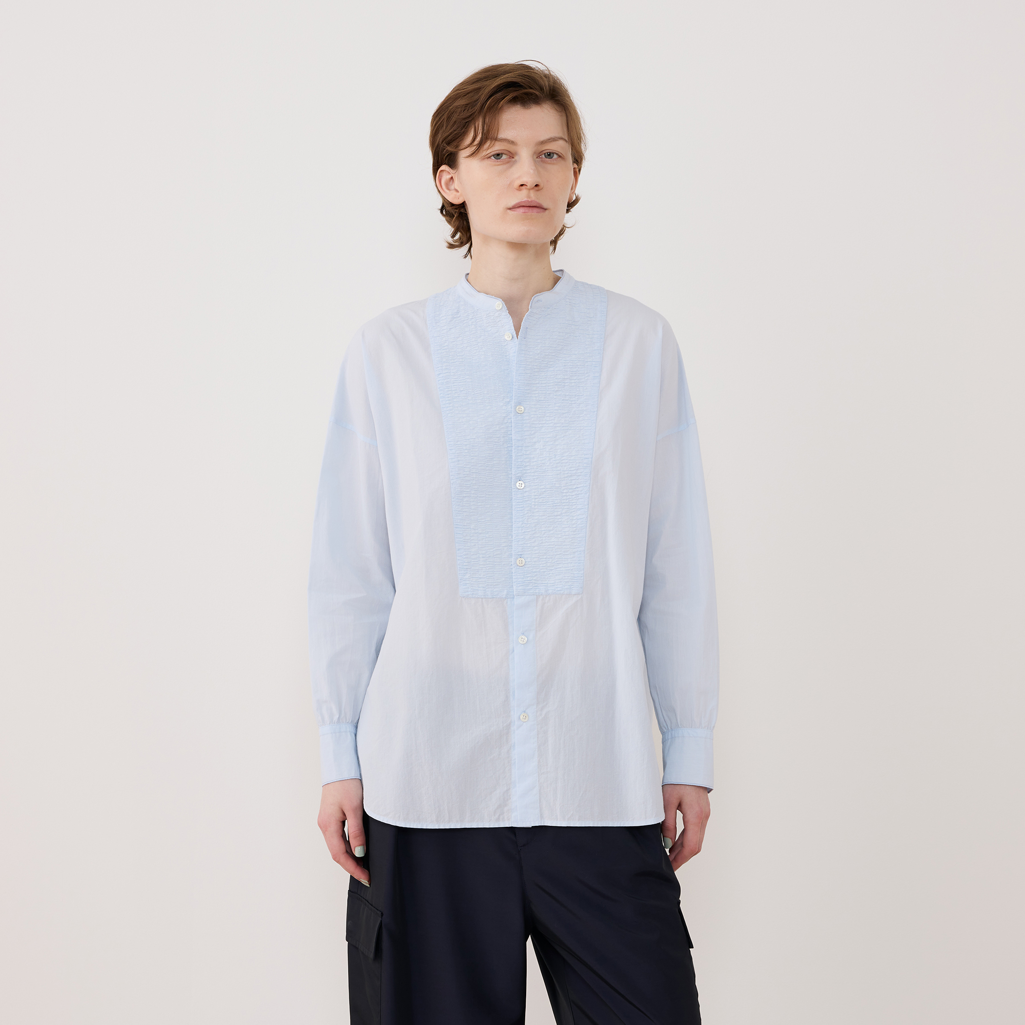 RUMCHE シャーリングコットンシャツ Shirring Cotton Shirt / black | TOPS,SHIRT | RUMCHE OFFICIAL