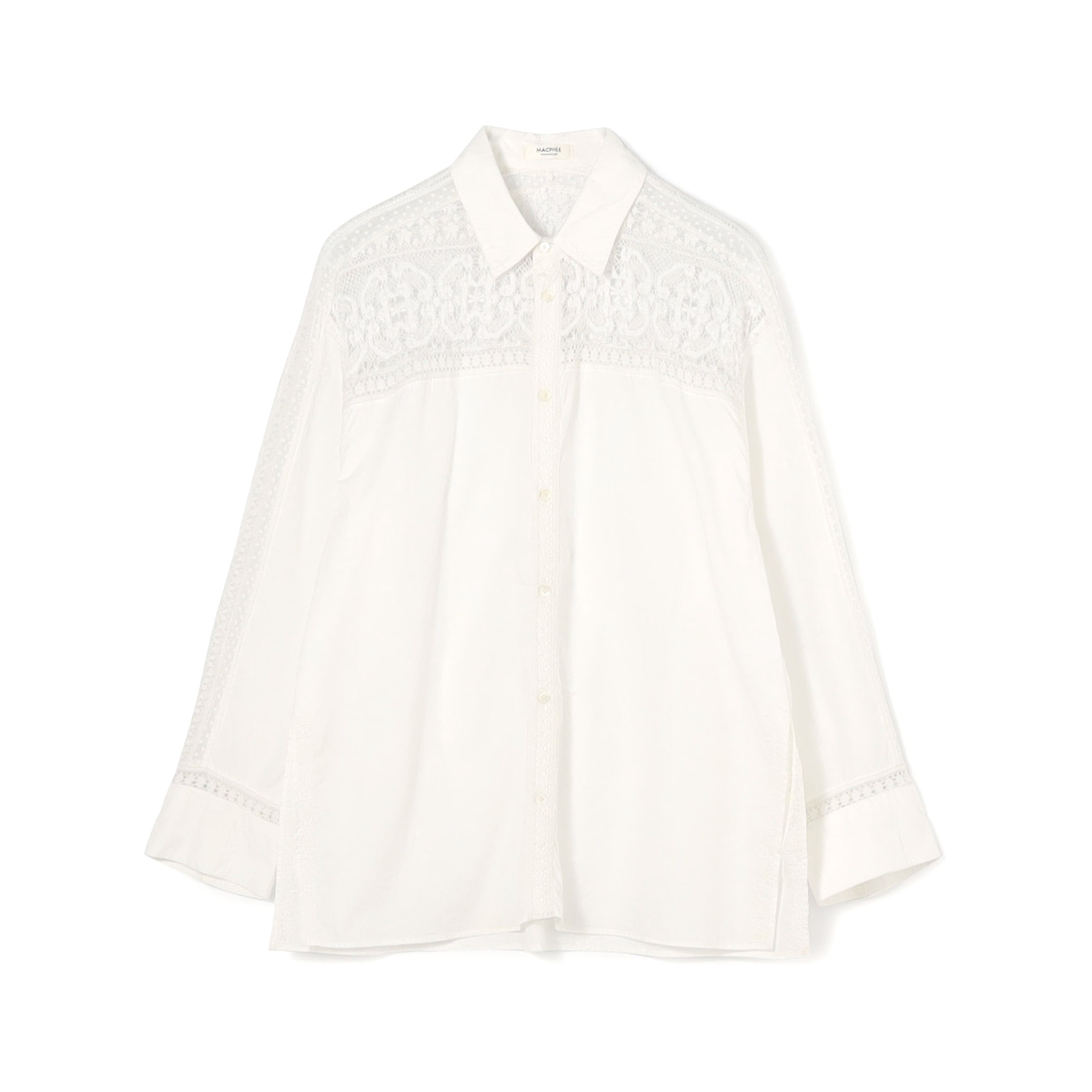 スーピマコットン レースコンビシャツ