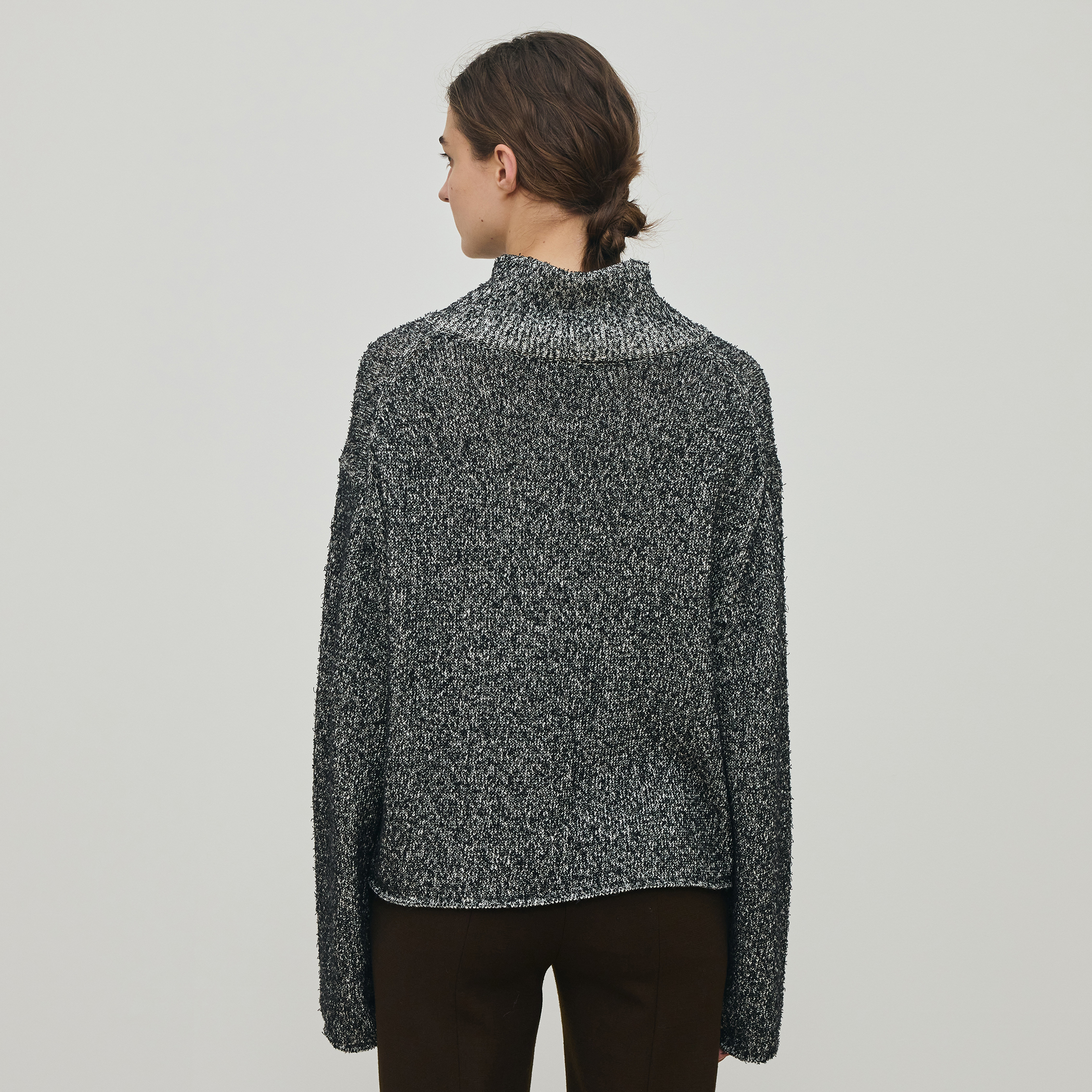 カード×カールヤーンニット ハーフジッププルオーバー