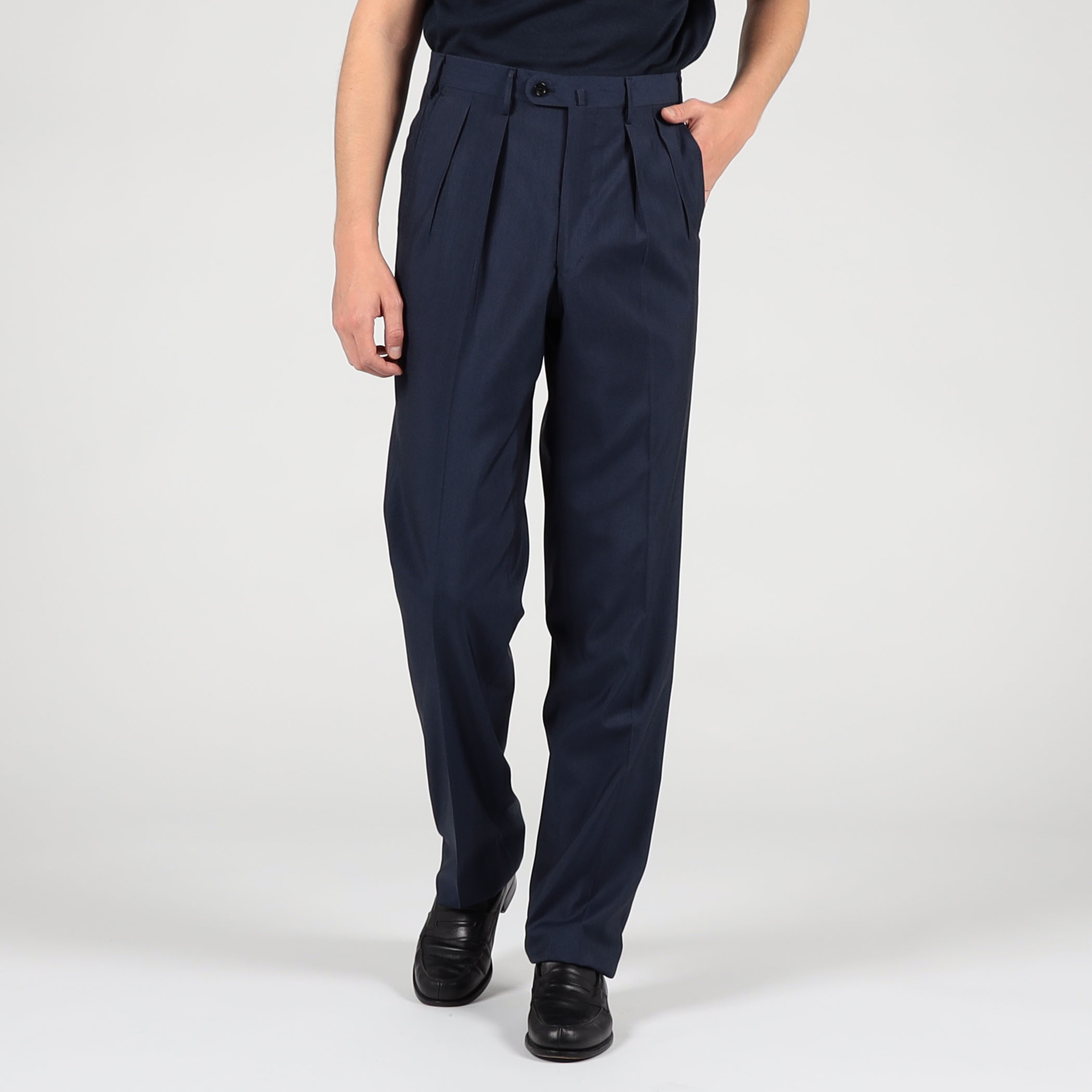 ウールシルク イン2プリーツ ストレートスラックス MARZOTTO