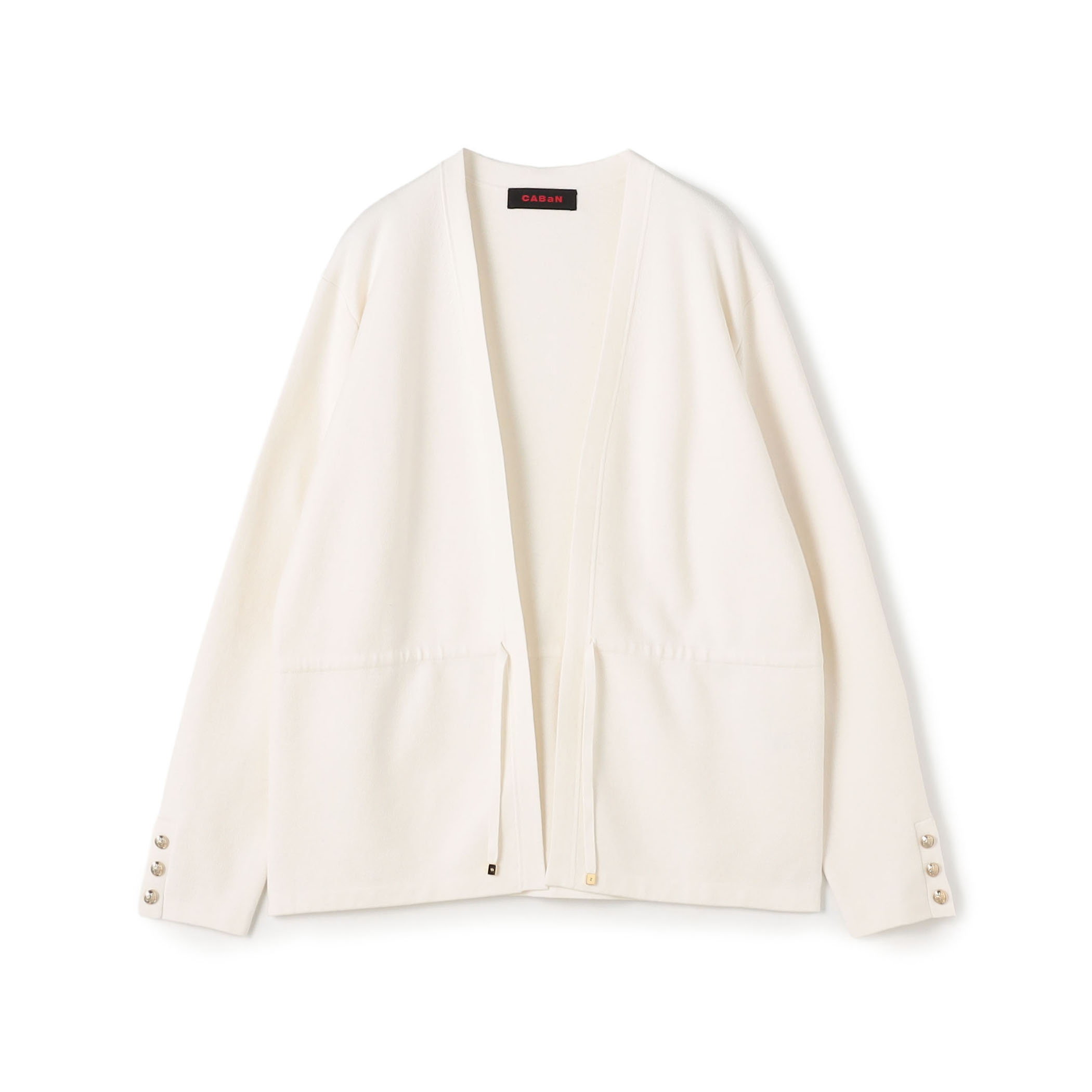 コットンカシミヤ Vカラーレスカーディガン