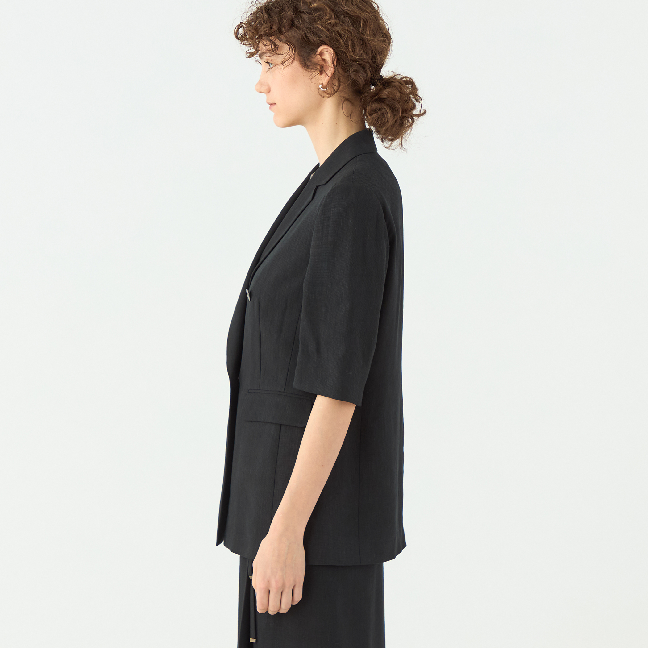 niko⭐️美品⭐️レーヨンリネンハーフスリーブジャケット レーヨンリネンオックス ハーフスリーブジャケット