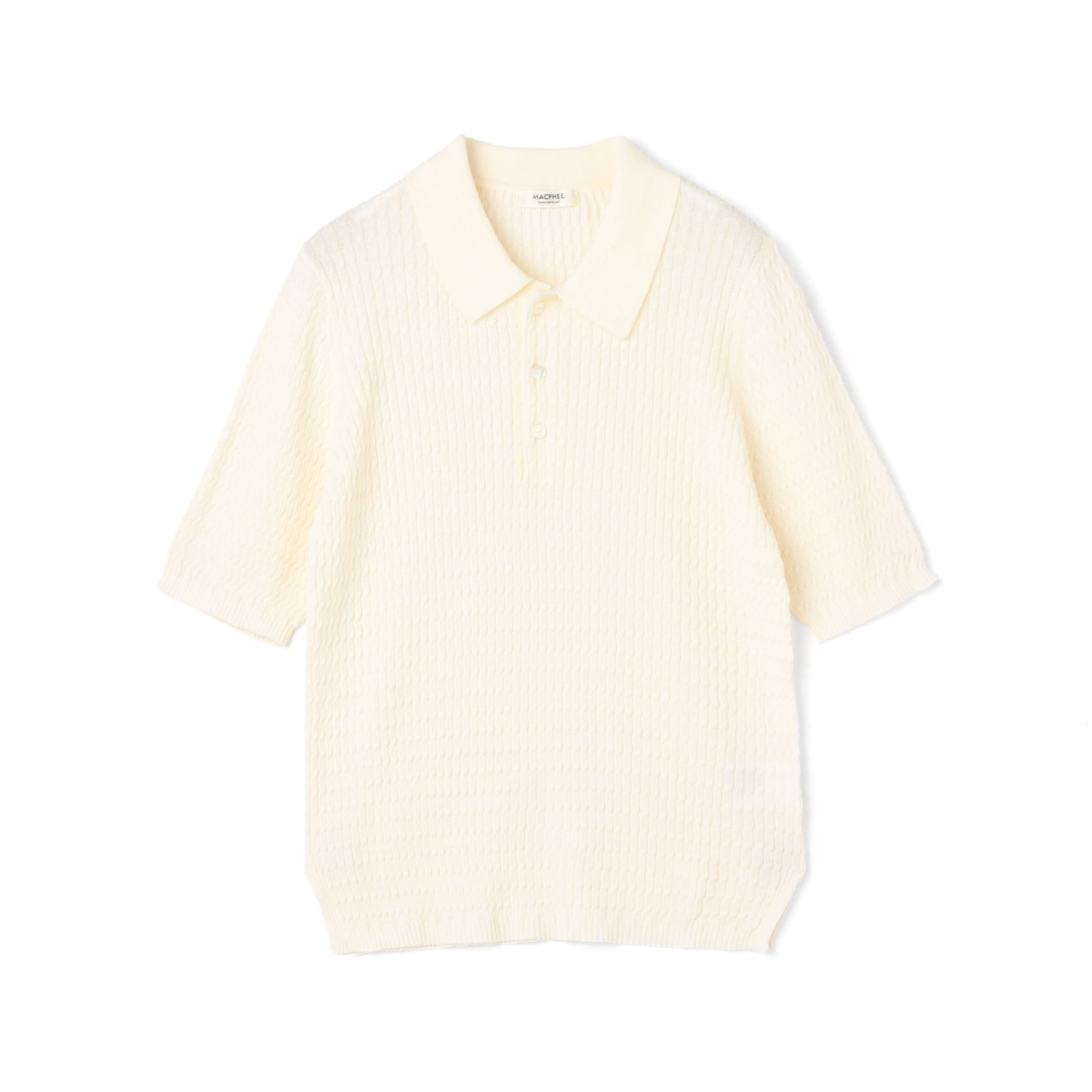 コットンナイロンケーブル ポロプルオーバー