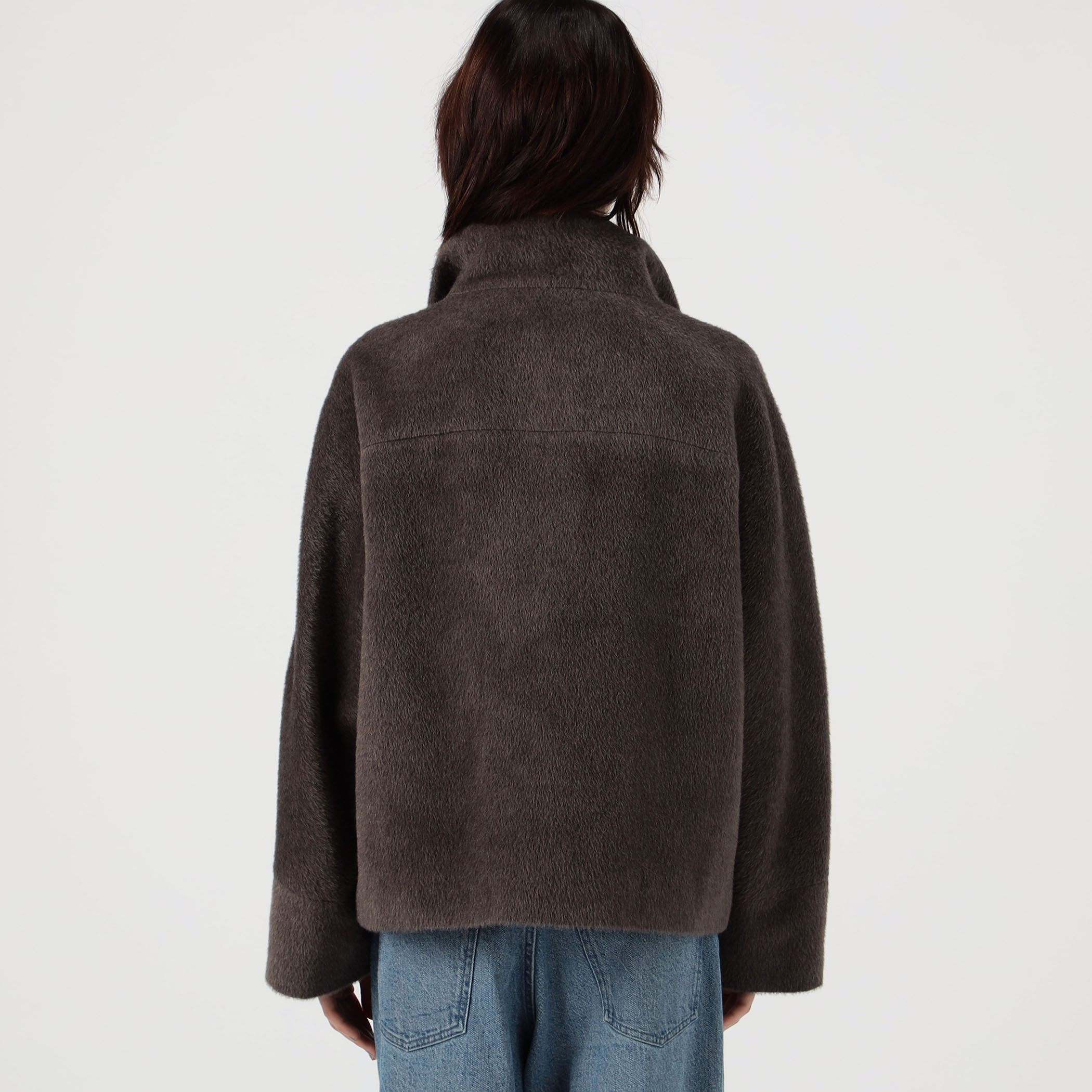 スーリーアルパカシャギー ハイネックオーバルコート
