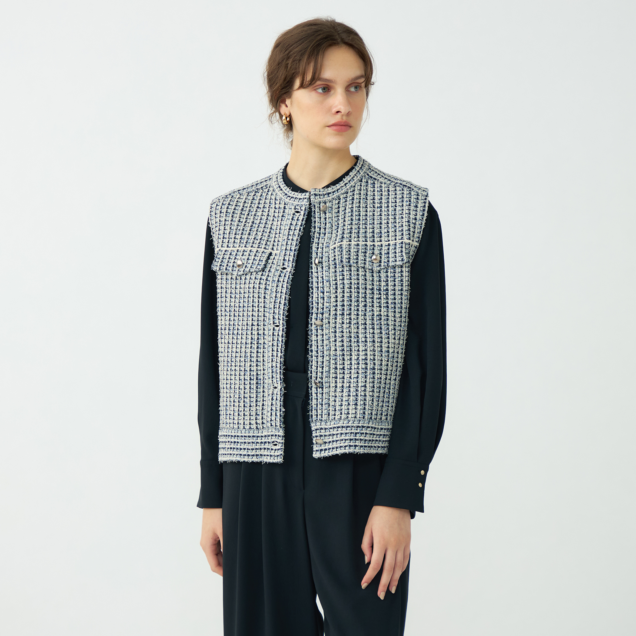 ミックスツイード ショートベスト｜トゥモローランド 公式通販