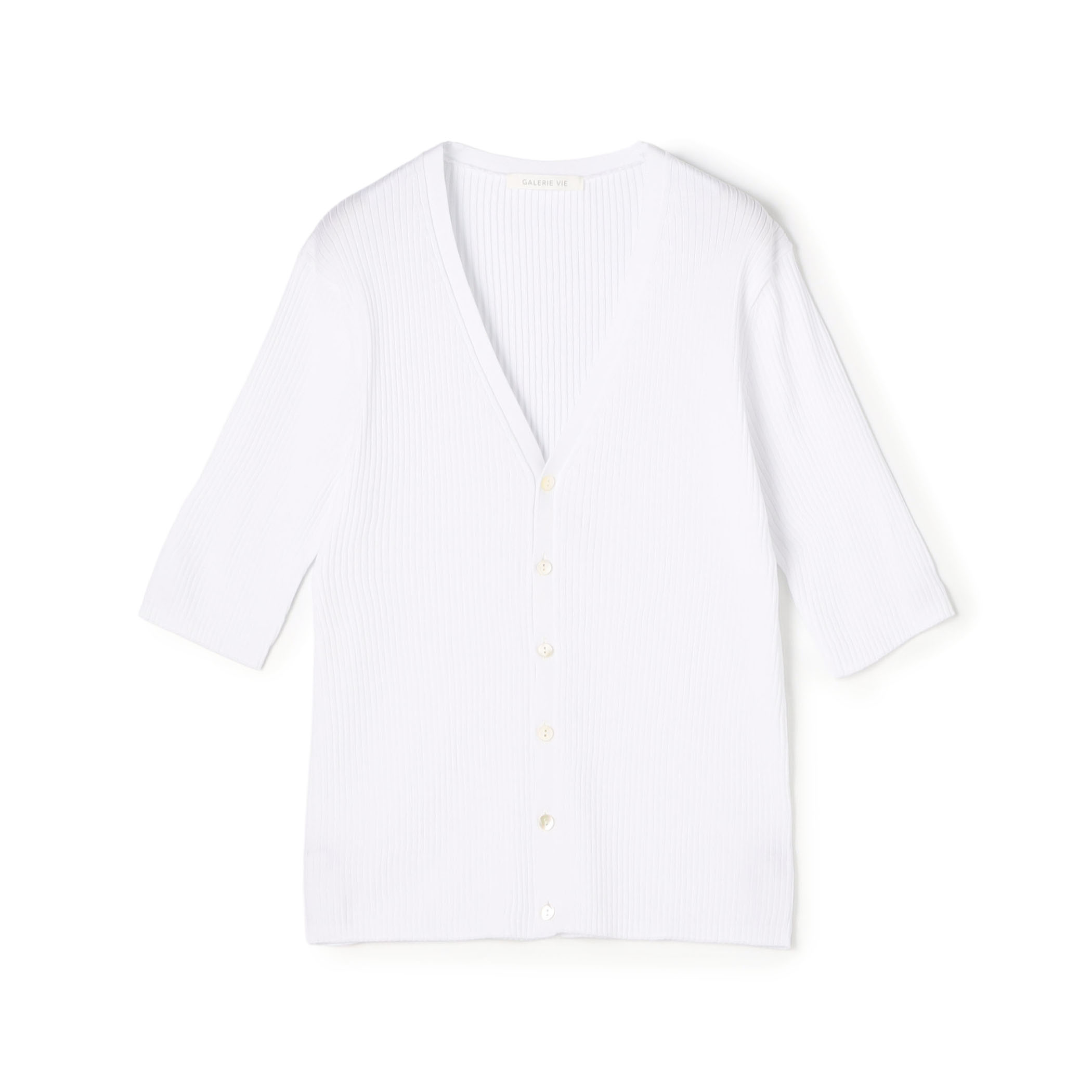 ギザコットンリブ ハーフスリーブカーディガン