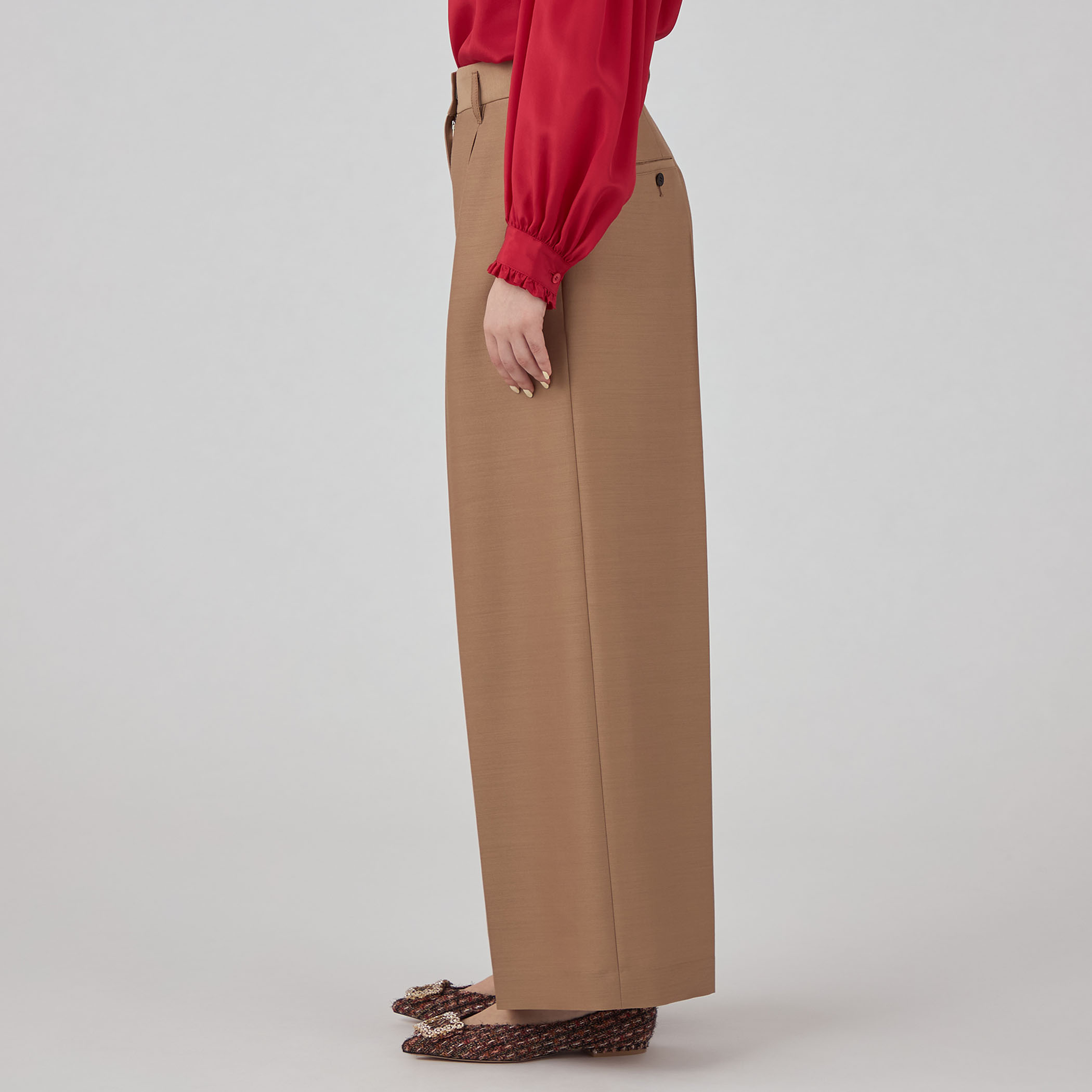ウールナチュラルストレッチ タックワイドパンツ （その他パンツ