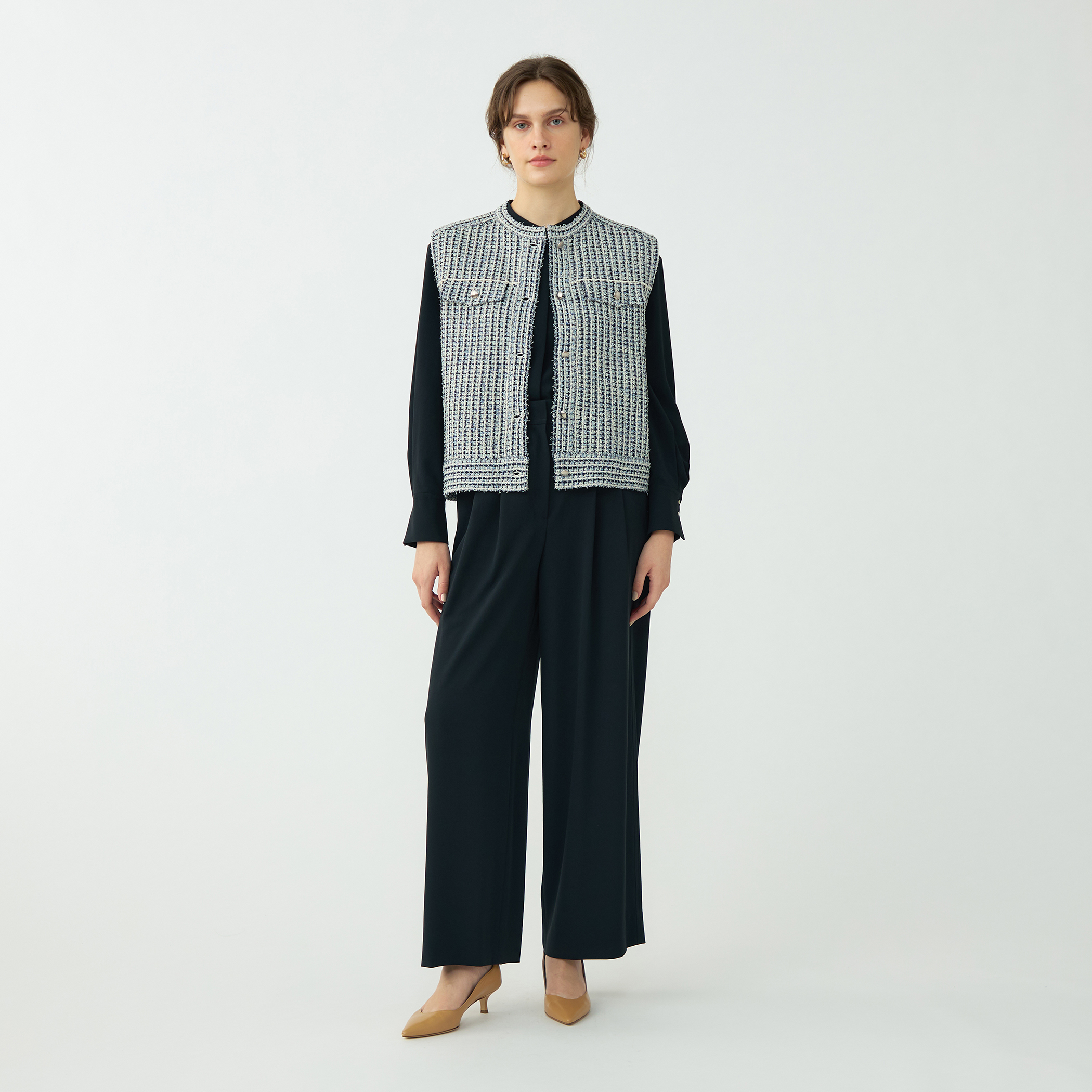 ミックスツイード ショートベスト｜トゥモローランド 公式通販