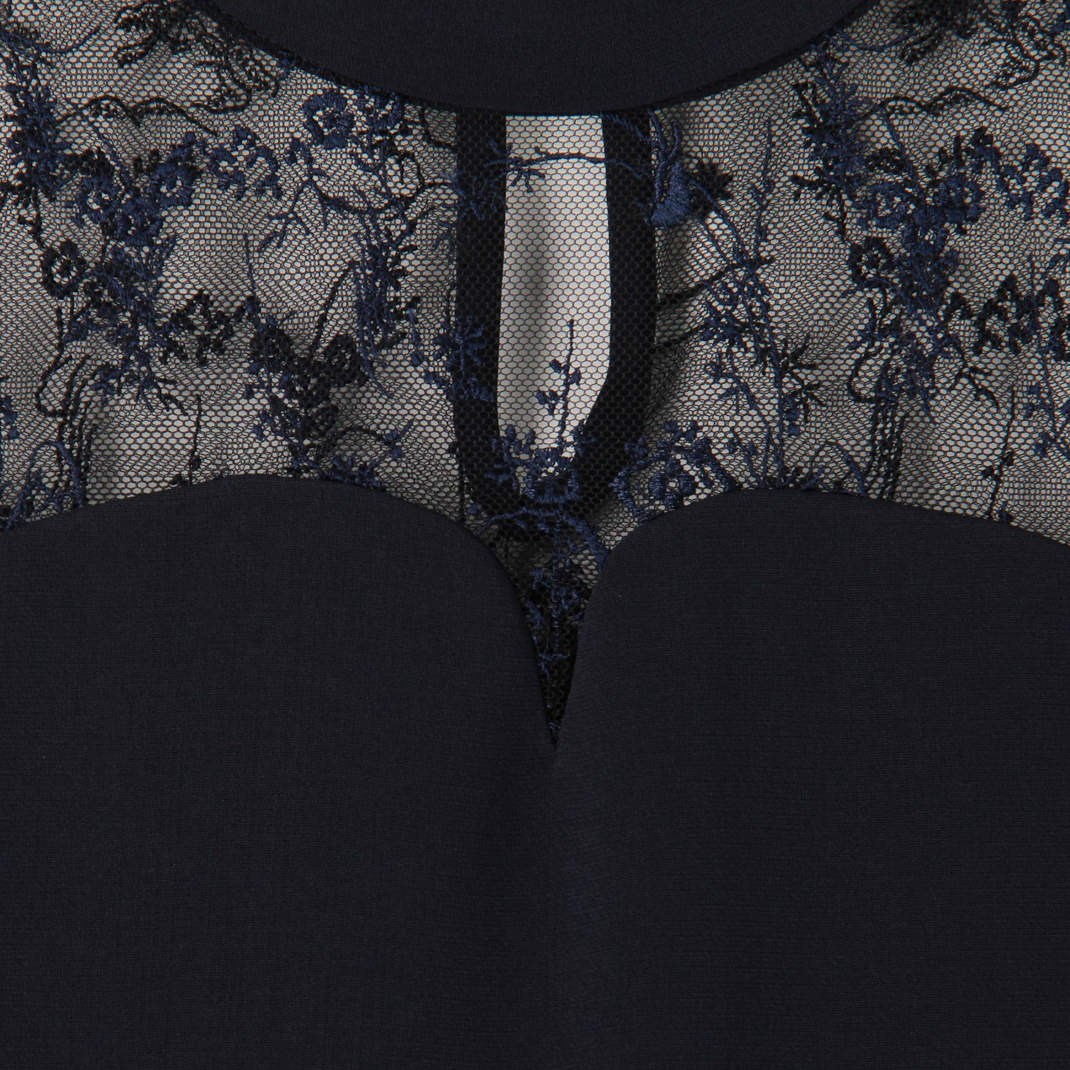 【Mame Kurogouchi】Acetate Floral LaceCollar SleevelessDress Acetate Polyester Floral Lace-Collar Sleeveless Dress
