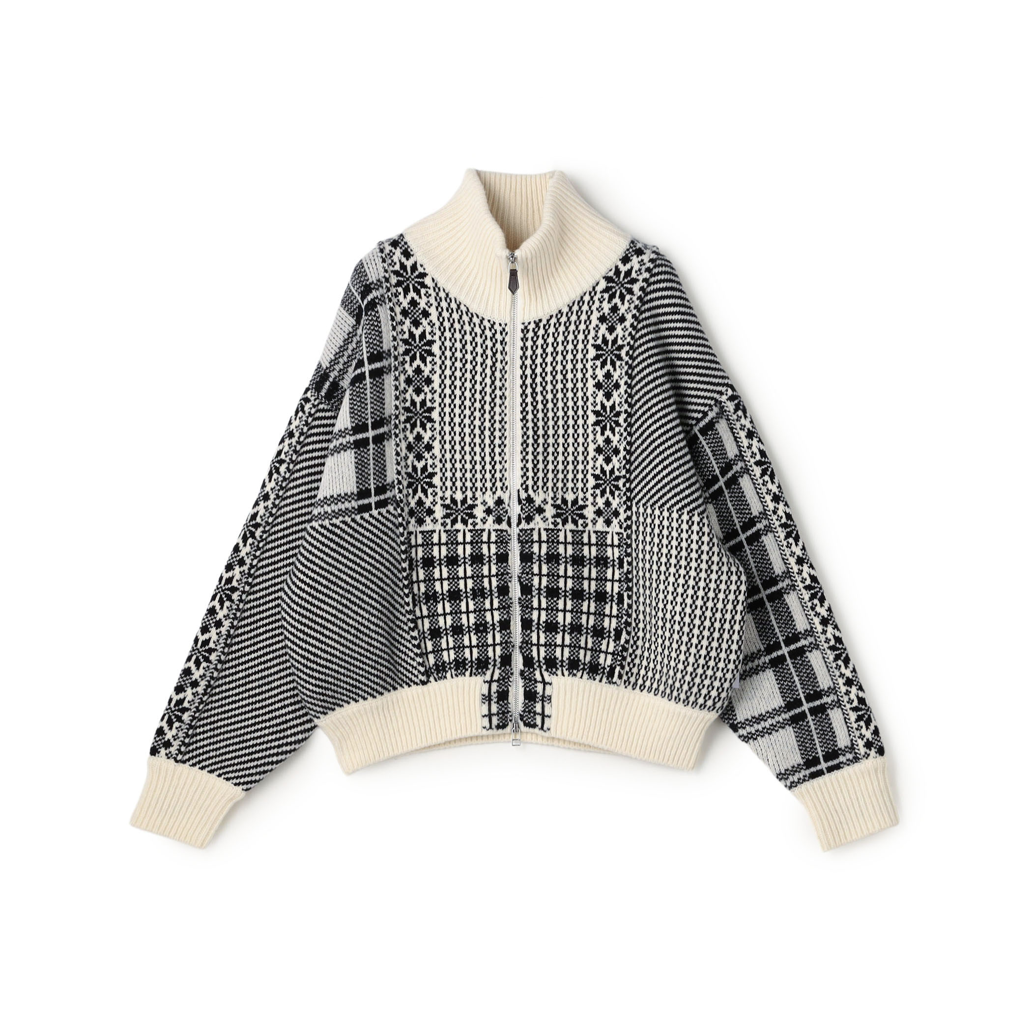 【WEB先行予約】ウールカシミヤジャカード ジップアップブルゾン