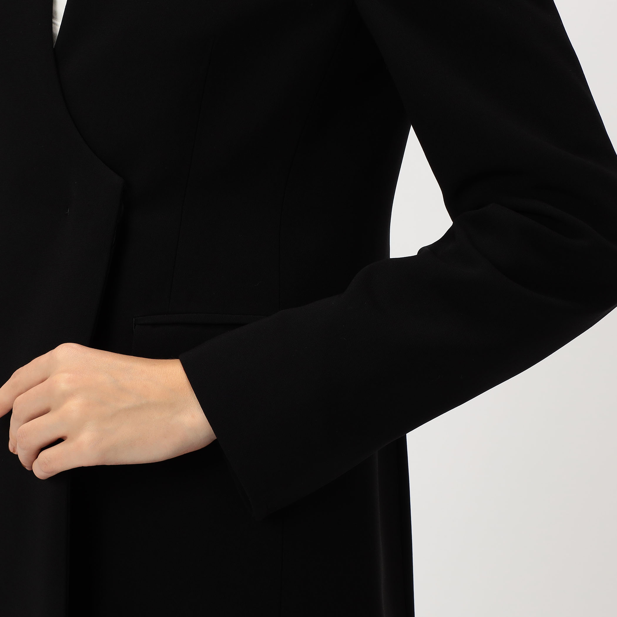 Mame Kurogouchi Collarless Double Breasted Suit Jacket