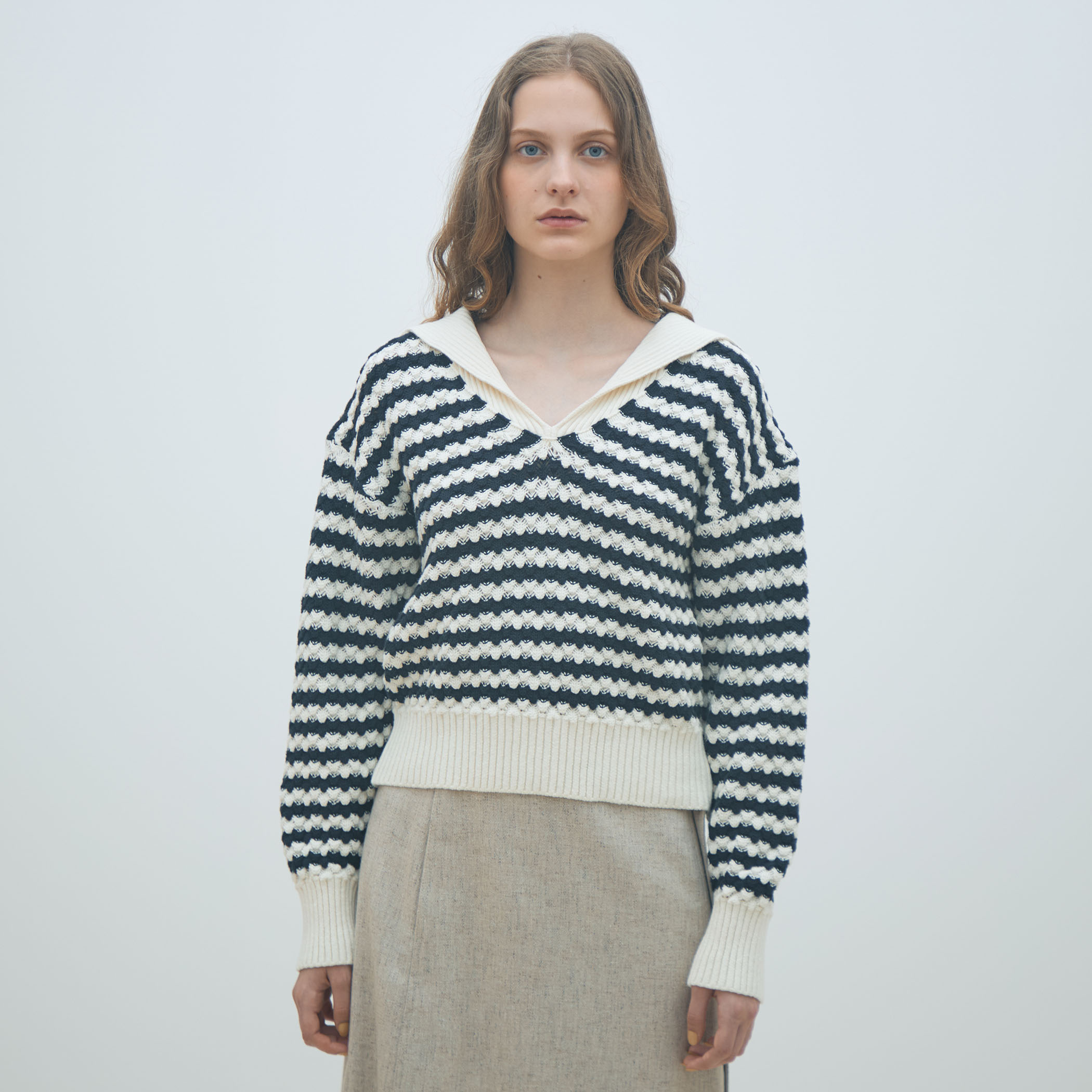 トゥモローランドMACPHEEマカフィークロシェ セーラーカラープルオーバー MACPHEE TOMORROW LANDクロシェセーラーカラープルオーバー