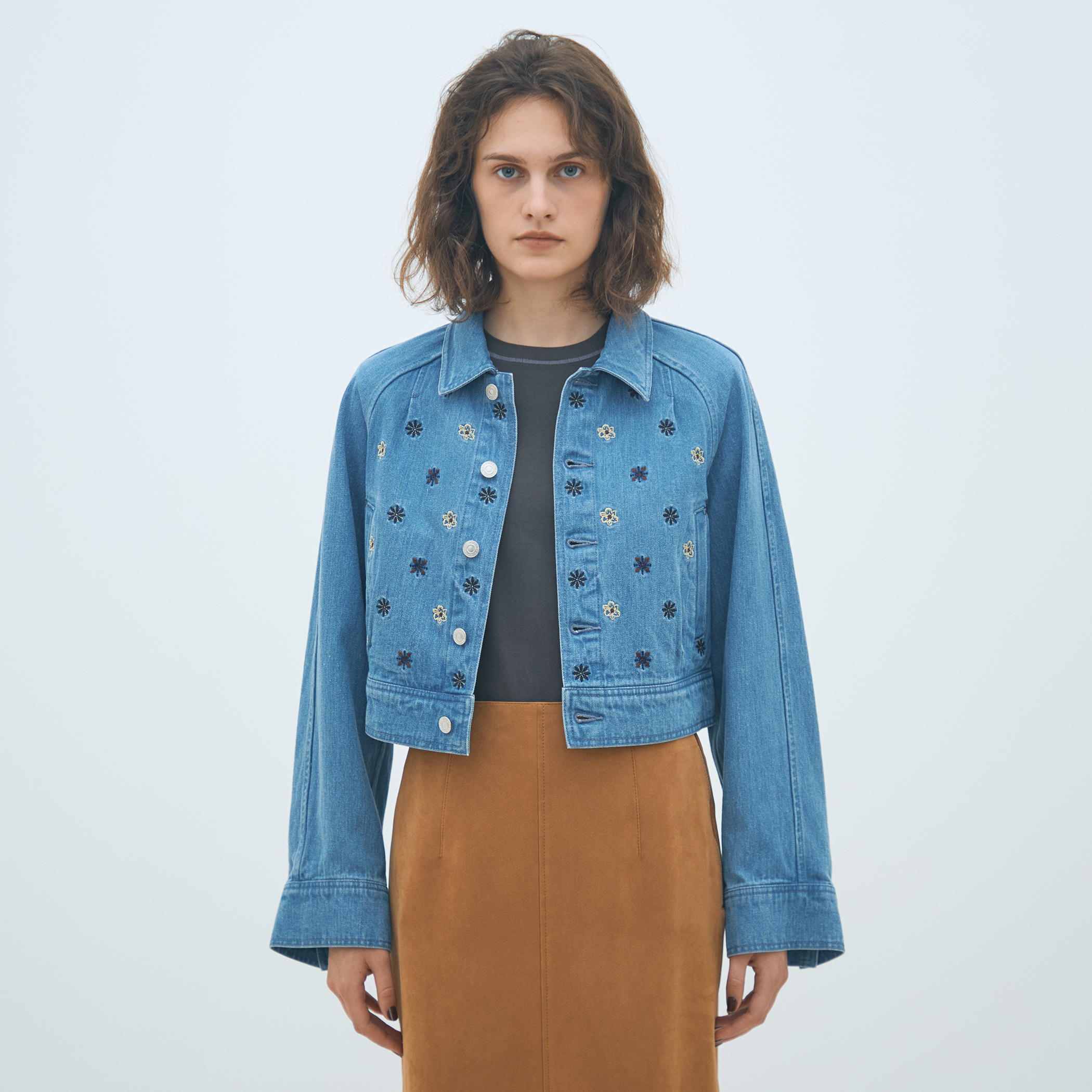 ボタニカルエンブロイダリーデニム ショートジャケット