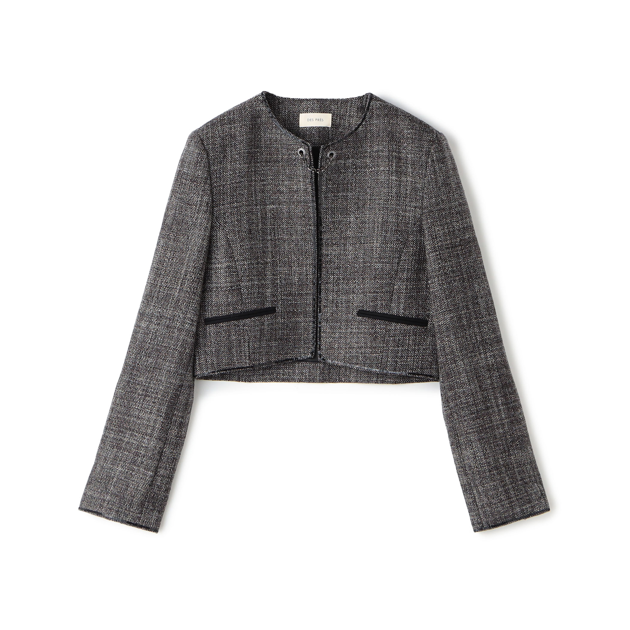 ウールリネンツイード クロップドジャケット