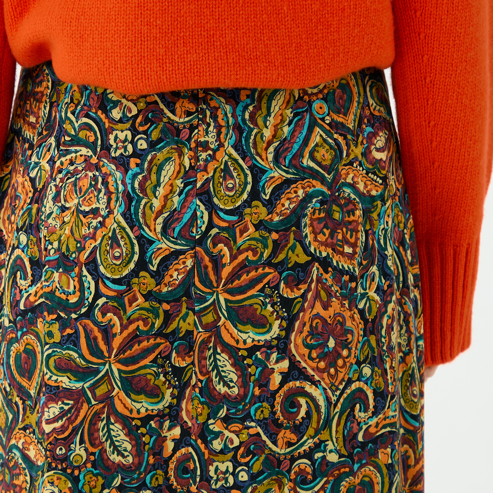 ♪新品　SOULEIADO　ソレイアード　バイヤスナロースカート　イエロー系 SOULEIADO（ソレイアード）の「ポリエステルプリント バイヤス