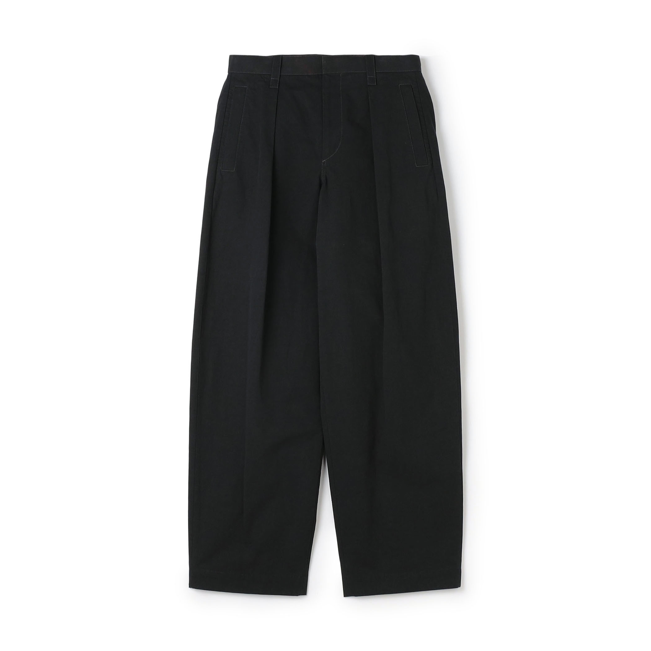 コットンリネンスラブ 1プリーツカーブパンツ