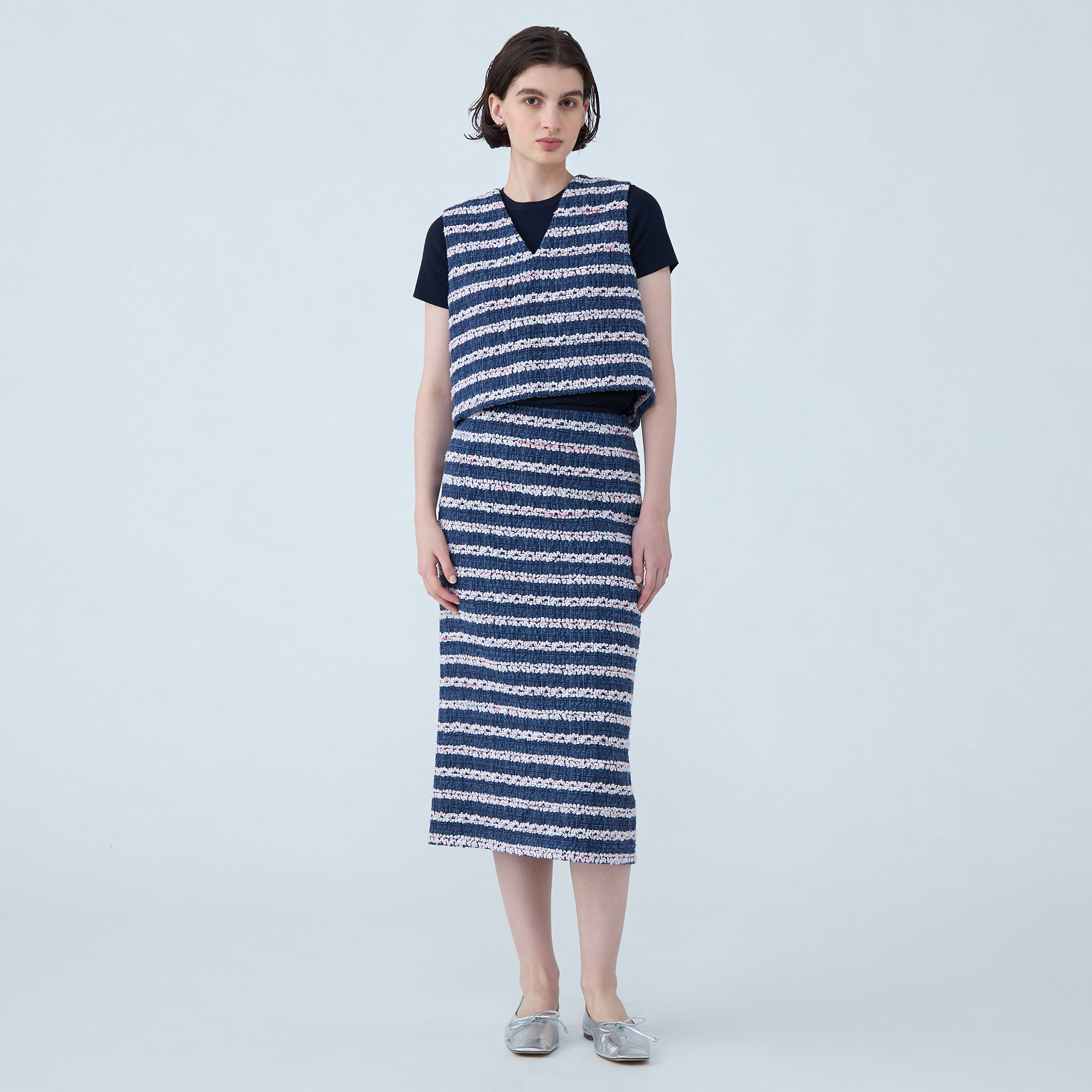 フルールボーダー タイトストレートスカート｜トゥモローランド 公式通販