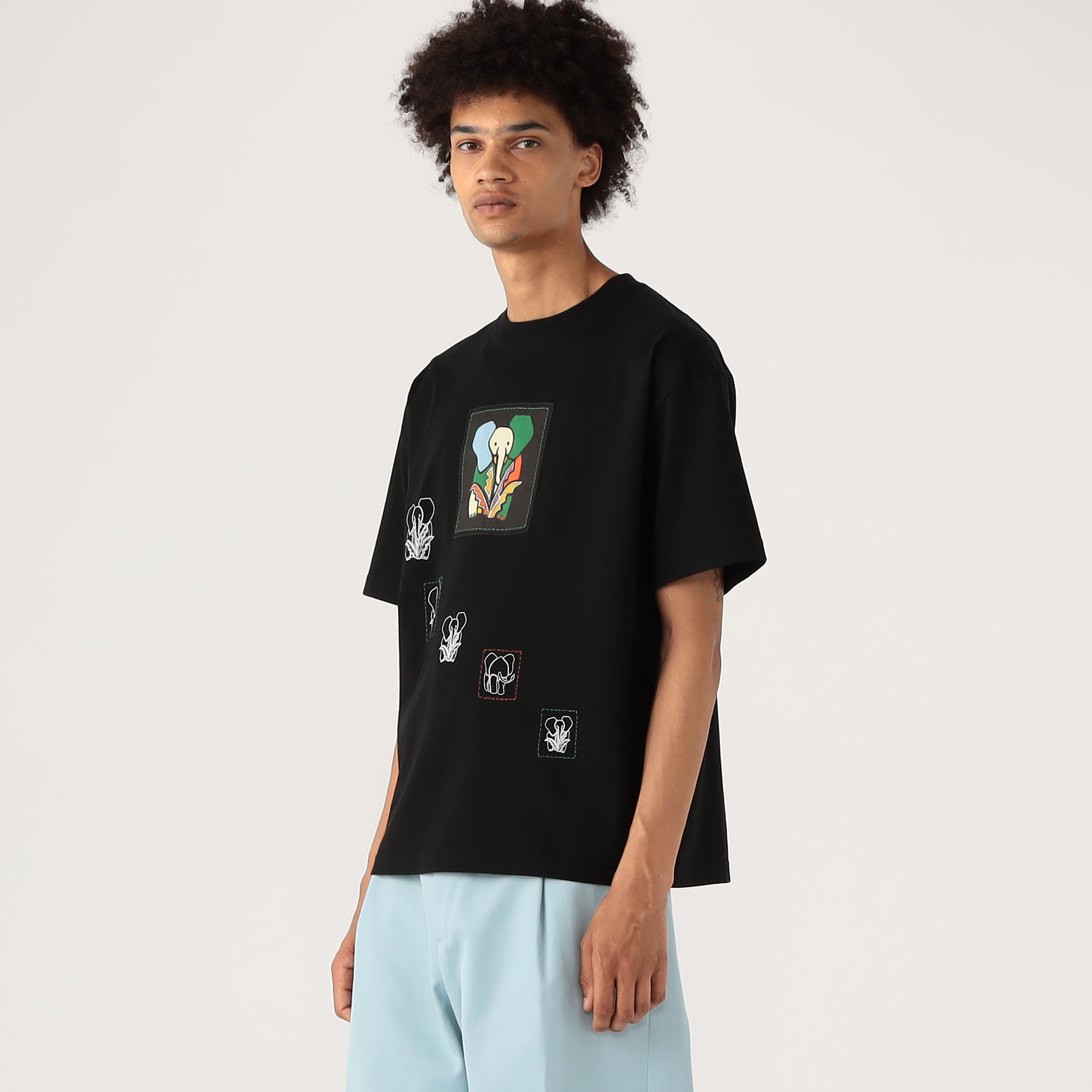 CABaN ドライスビンコットン ELEPHANTエンブロイダリー Tシャツ S CABaN ドライスビンコットン ELEPHANTマーチエンブロイダリーT