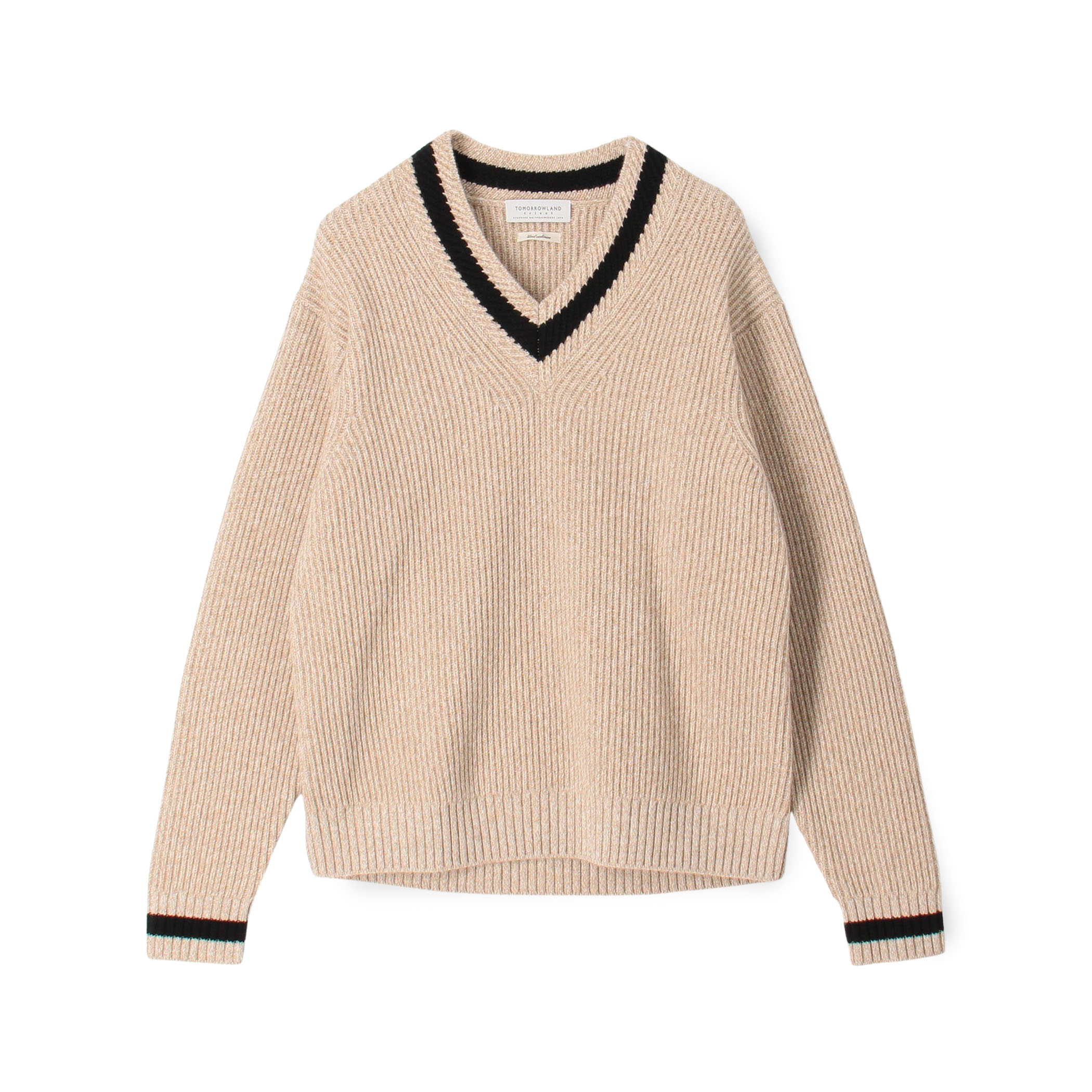TOMORROWLAND Tricot ウールカシミヤ メランジニット Vネックプルオーバー
