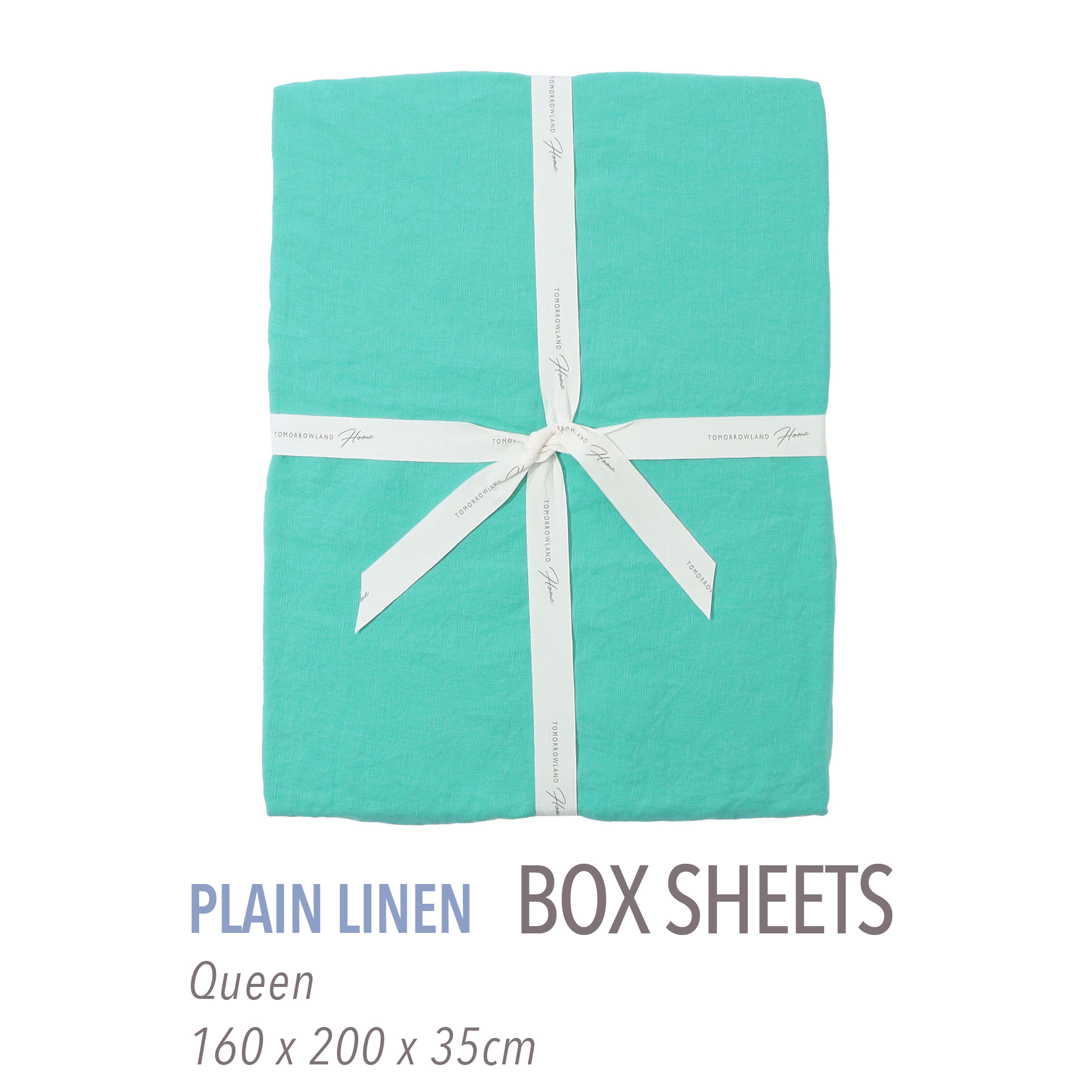 Plain linen fitted sheet (queen)