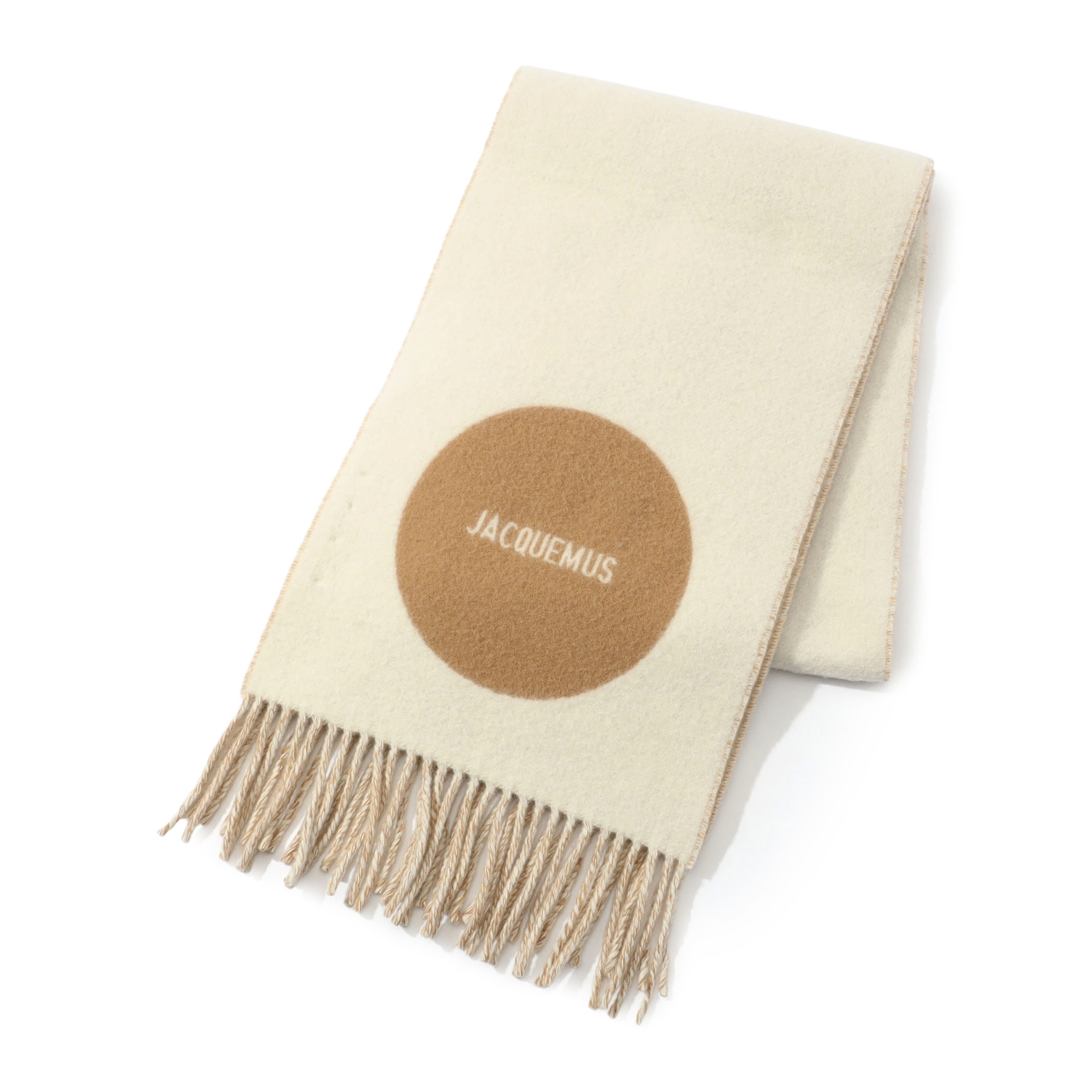 JACQUEMUS ECHARPE ROND CARRE ウール フリンジストール