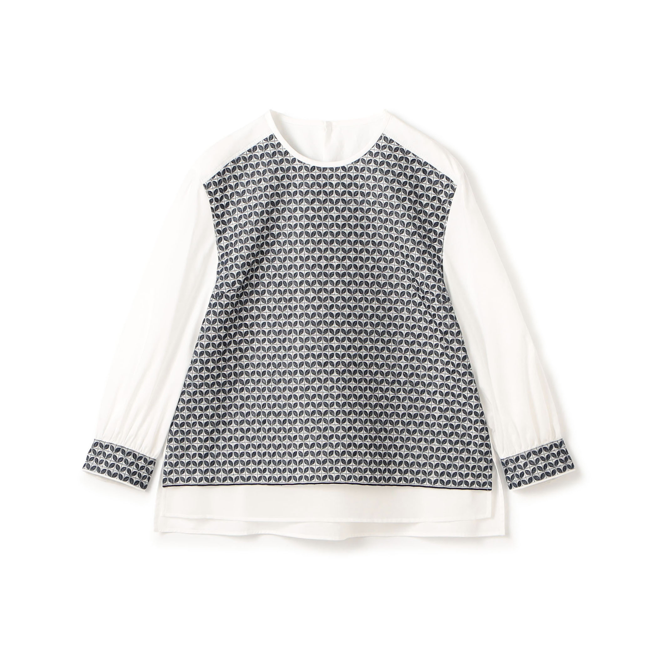 リーフエンブロイダリー コンビプルオーバーブラウス