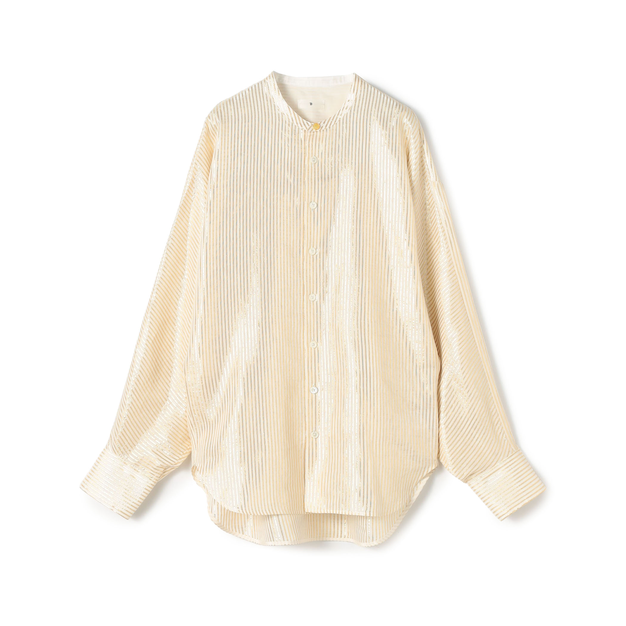 リネンシルク ラメストライプ ドルマンスリーブシャツ