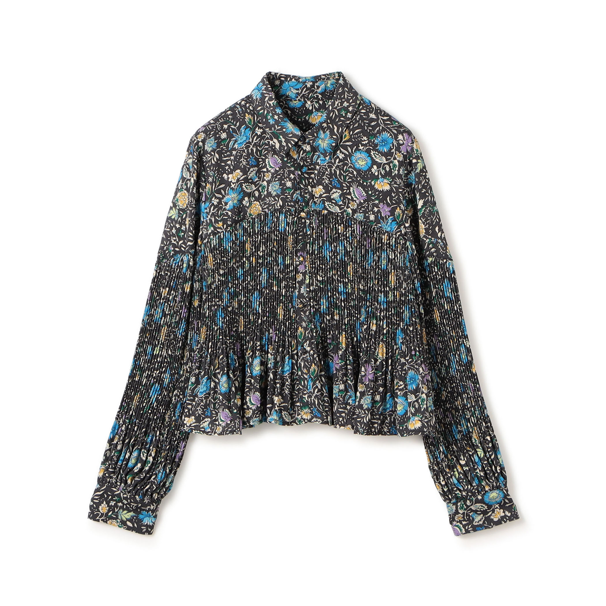 ポリエステルプリーツ レギュラーカラーブラウス