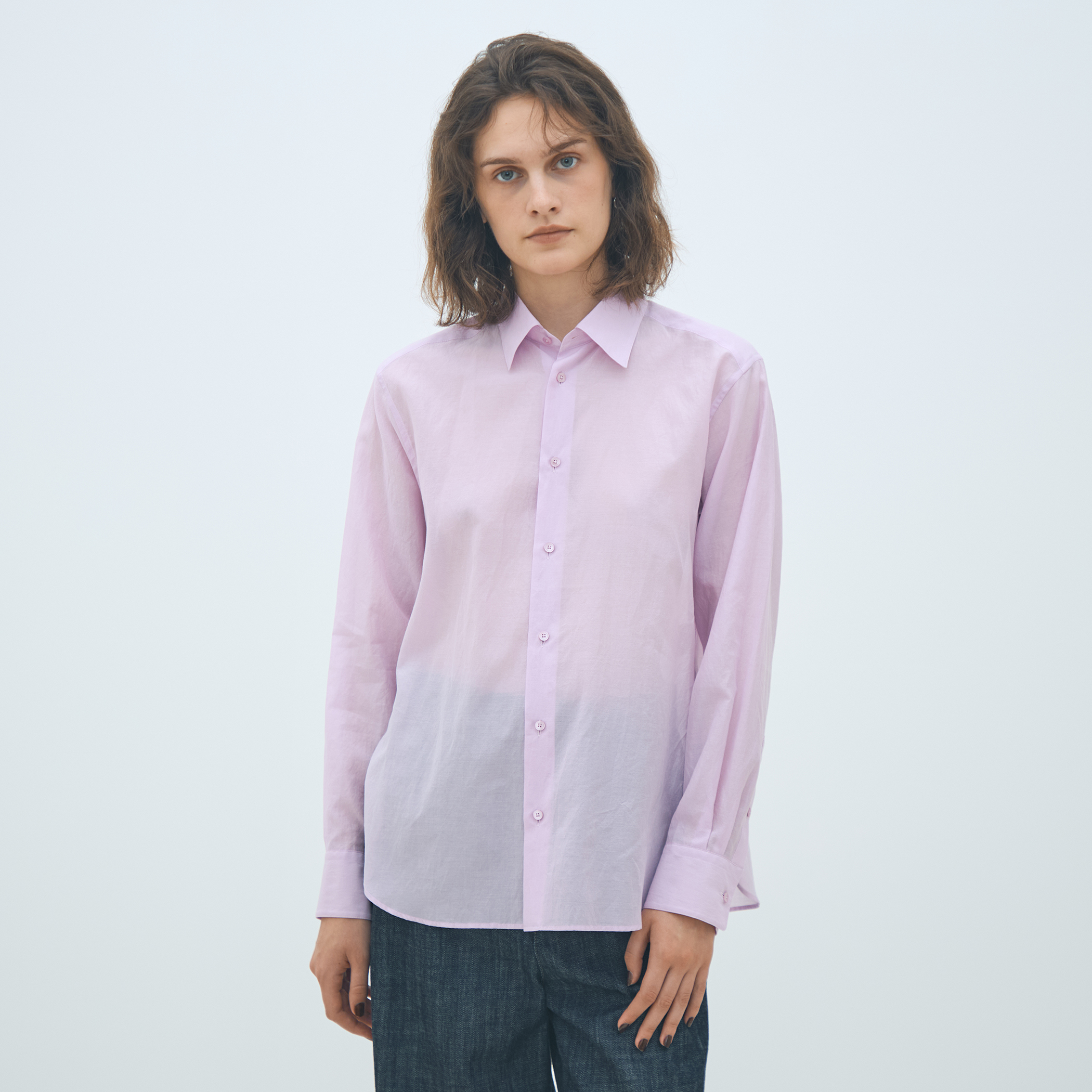 コットンシルクローン レギュラーカラーシャツ