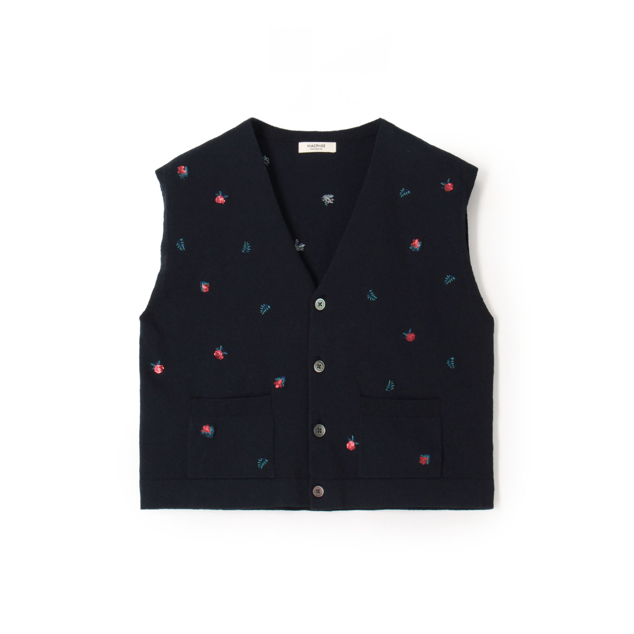 フラワーエンブロイダリー Vネックベスト
