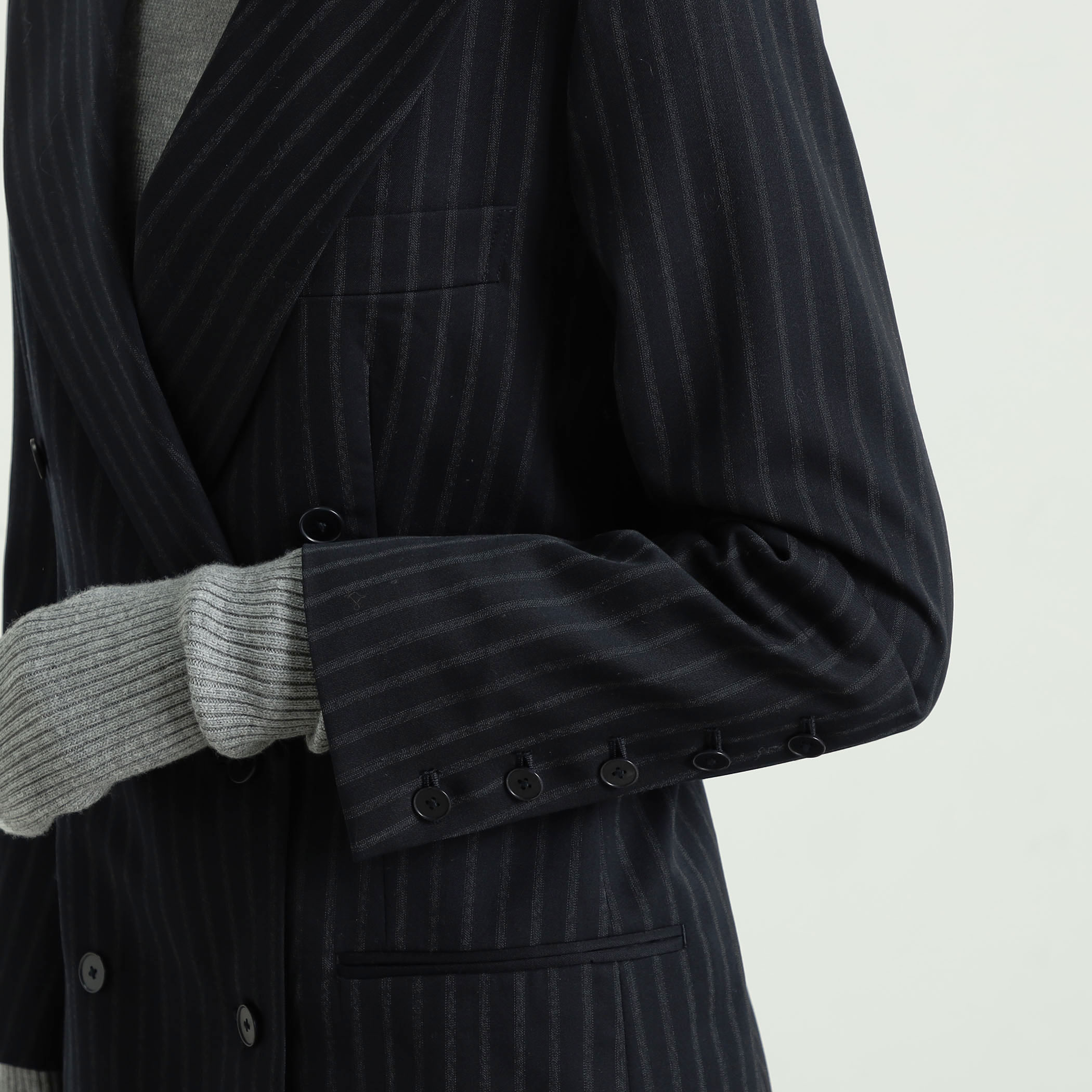 ストライプギャバ ダブルテーラードジャケット