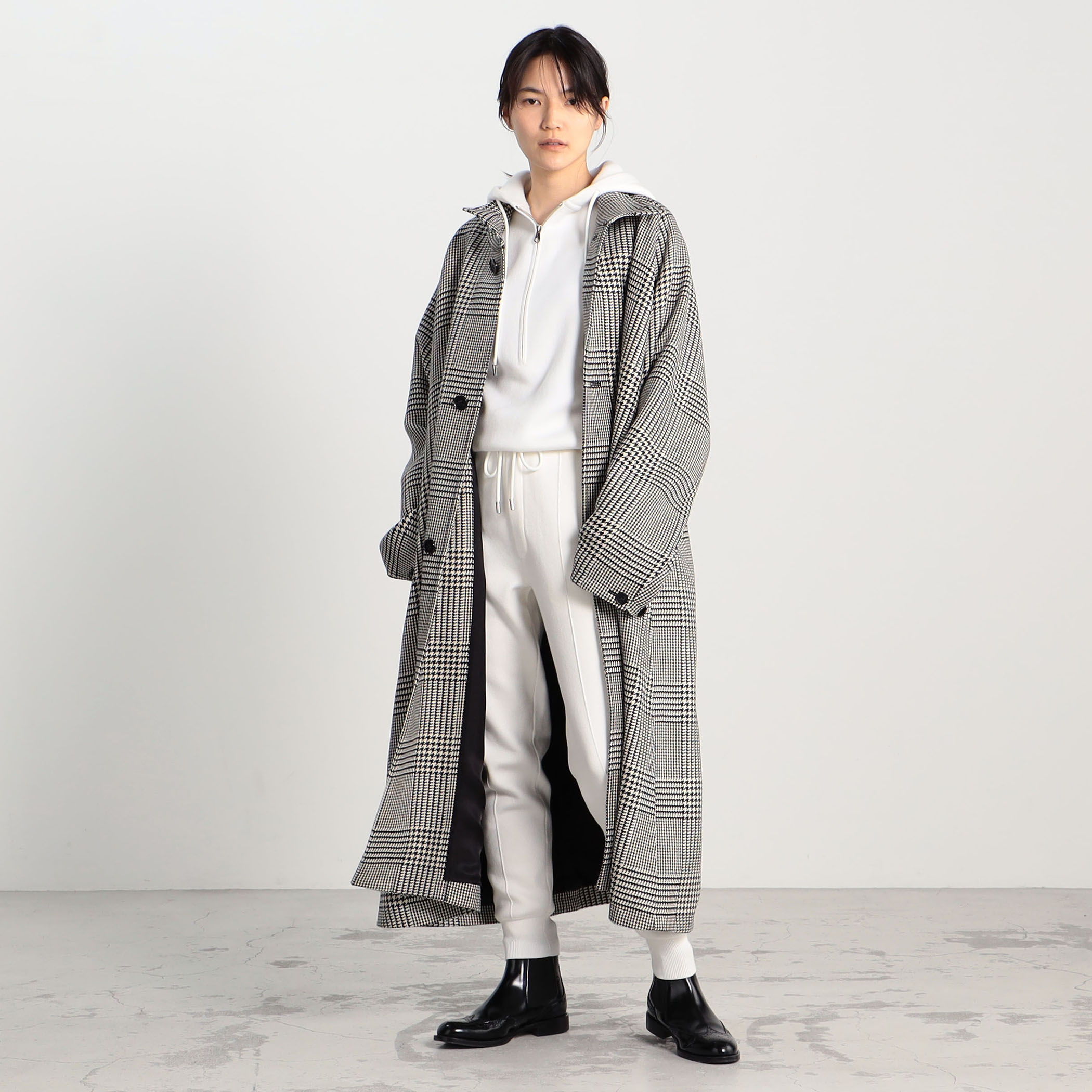 □CABaN ウールナイロン ビッググレンチェックコート