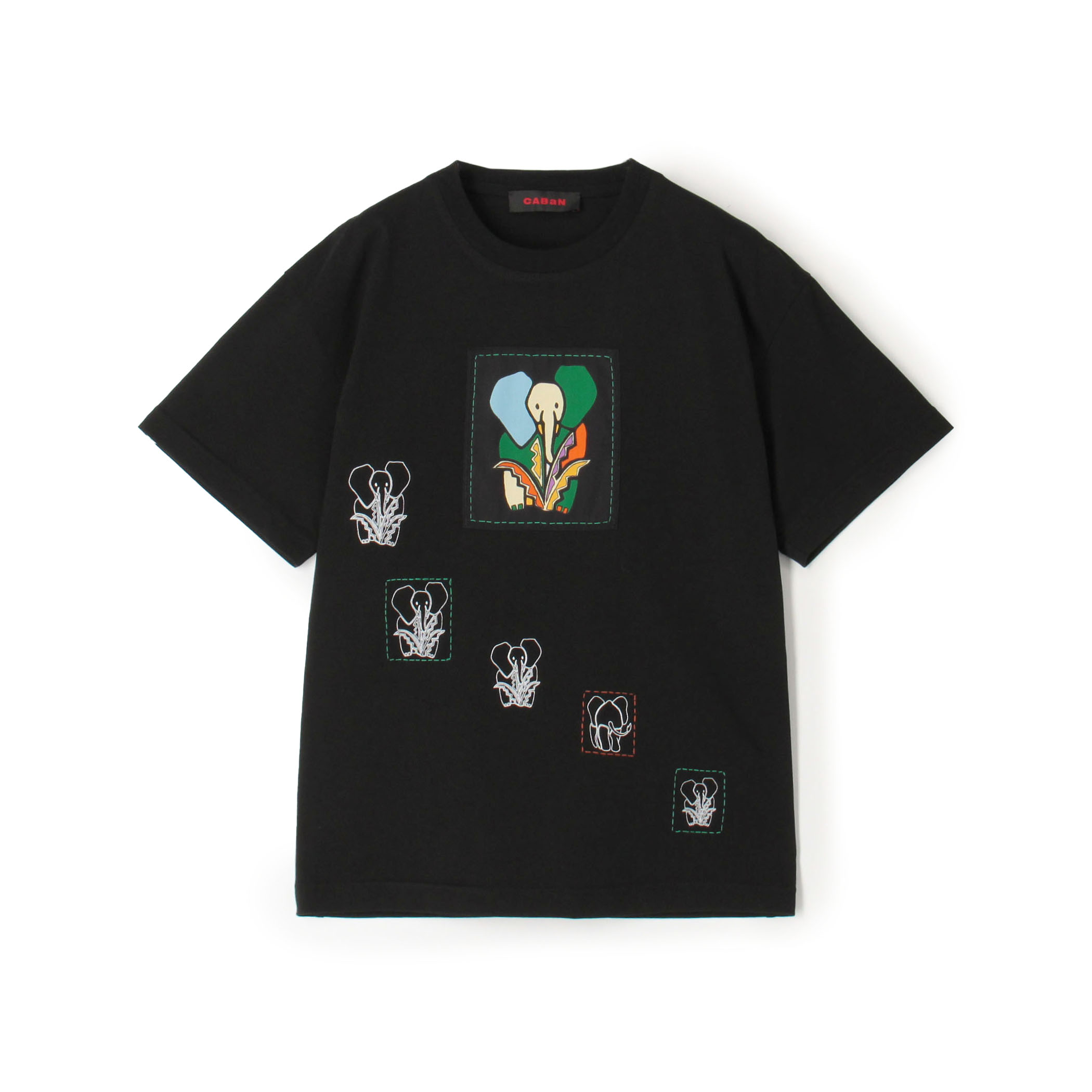 CABaN ドライスビンコットン ELEPHANTマーチエンブロイダリーTシャツ